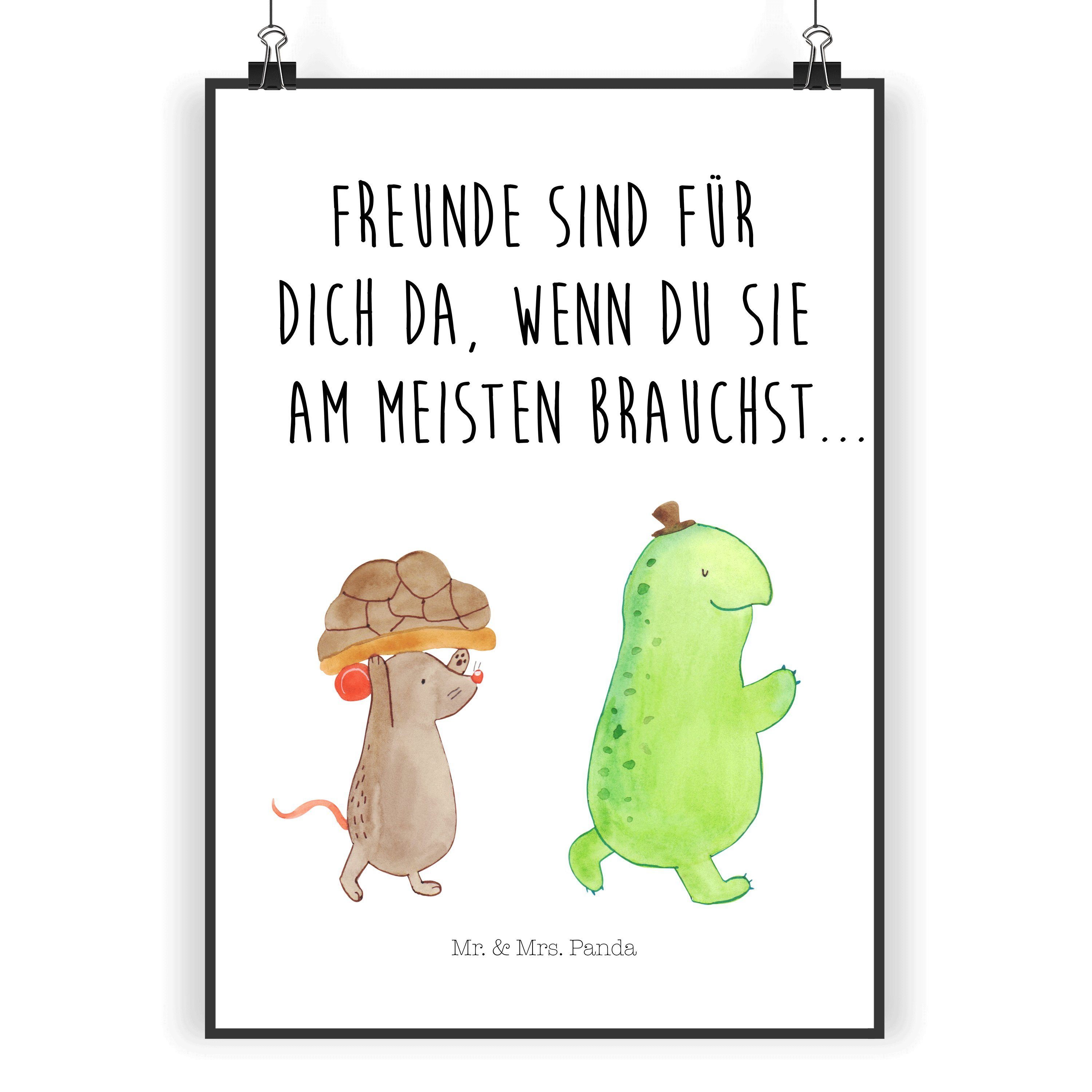 Mr. & Mrs. Panda Poster »Schildkröte & Maus Weiß Poster, Kunstdruck