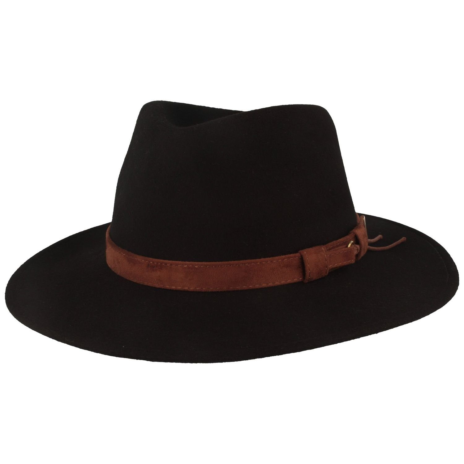 Breiter Filzhut rollbar aus Wollfilz mit Fransen günstig online kaufen