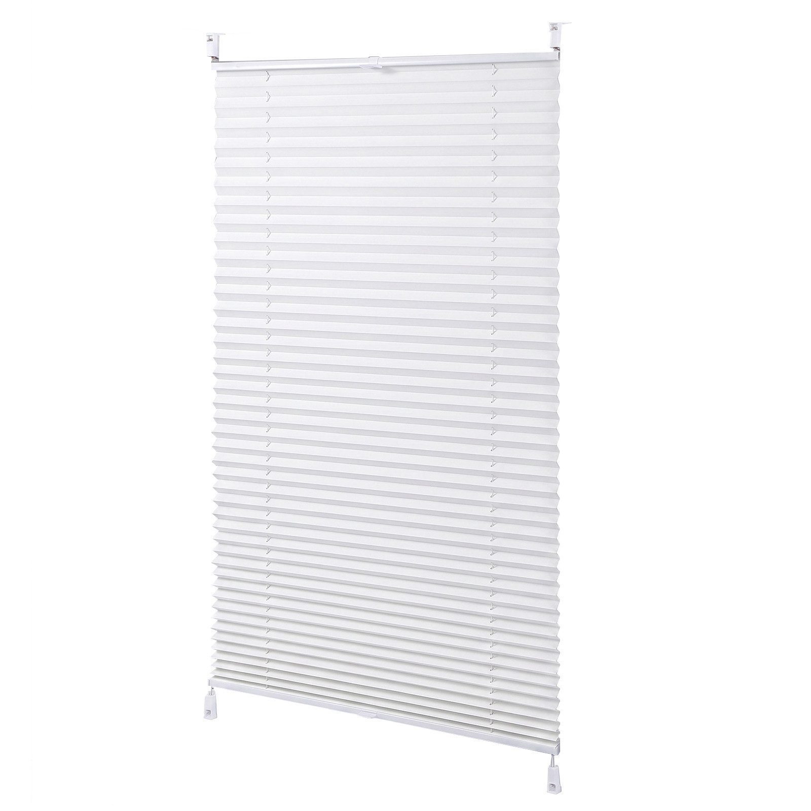 Sekey Plissee Plissee Klemmfix ohne Bohren Lichtschutz verspannt Fenster Tür Rollo, Faltrollo Mit oder ohne Bohren, Klemmfix, blickdicht, ohne Bohren, Lichtschutz, Alu-Schiene, Weiß, 45x140 cm