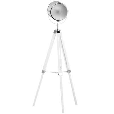 HOMCOM Stehlampe »HOMCOM Stativleuchte Industrie-Design Dreibein-Lampe Fußschalter 1, 85 cm Kiefernholz Natur + Weiß«, Kein System, Dreibein Stehlampe
