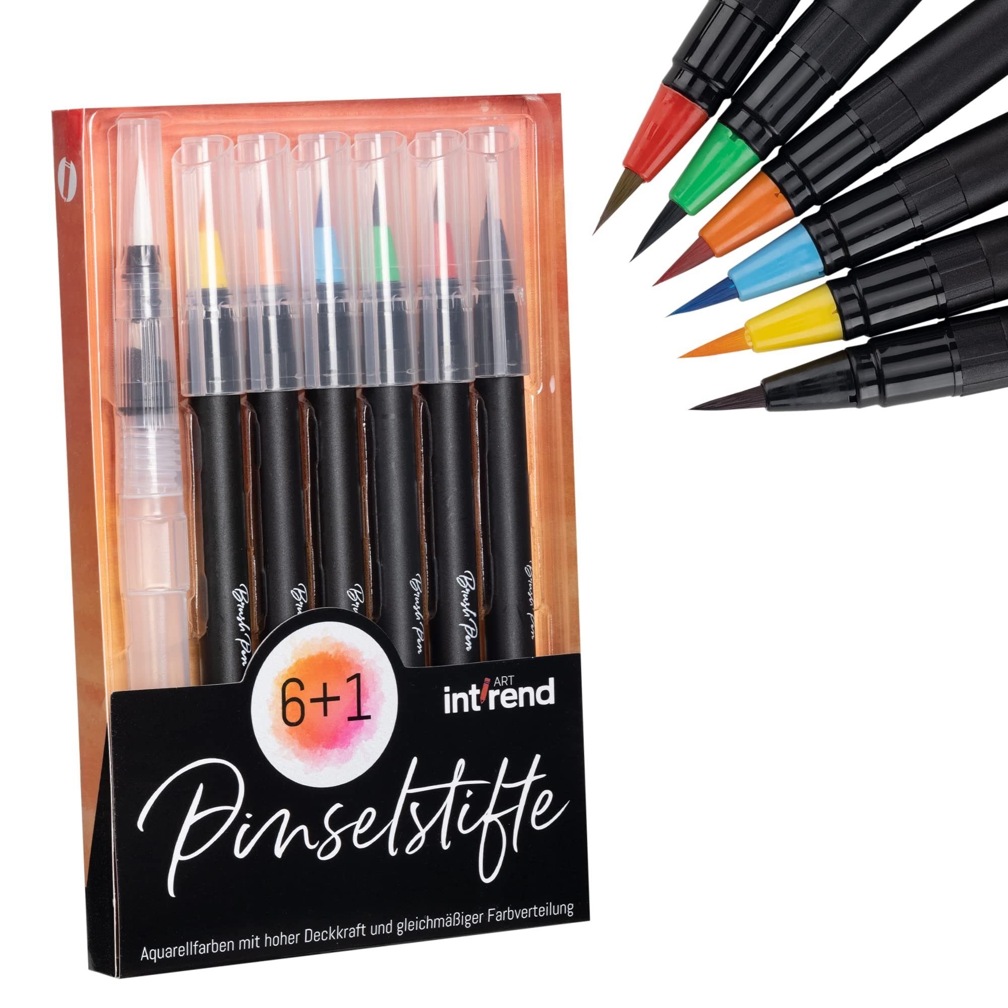 int!rend Pinselstift 7er Pinselstift-Set mit Aquarellfarben und Wassertankpinsel, 7er Set Pinselstifte mit Aquarellfarben und Wassertankpinsel