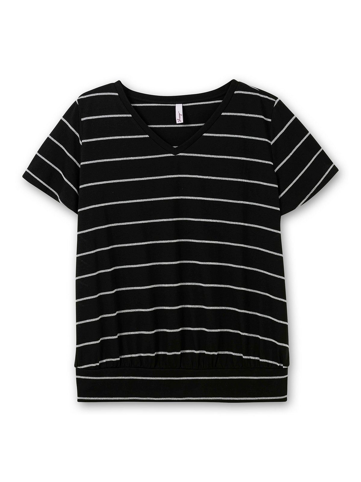 Sheego T-Shirt Große Größen Flügelärmeln Glitzergarn und schwarz mit