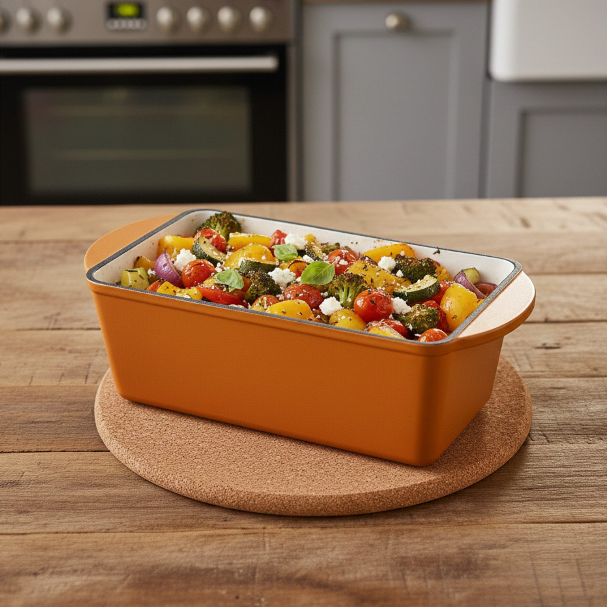 Mahlzeit Bräter Gusseisen, mit Deckel emailliert, 3 Liter, Sunny Orange, Schmortopf, Gusseisen