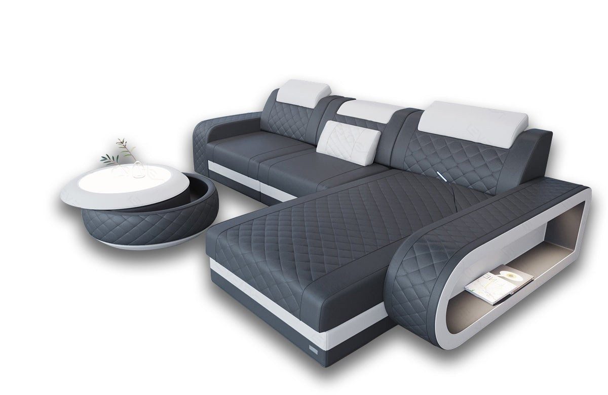 Sofa Dreams Ecksofa Ledersofa Berlin L Form Mini Couch mit LED, Designersof günstig online kaufen