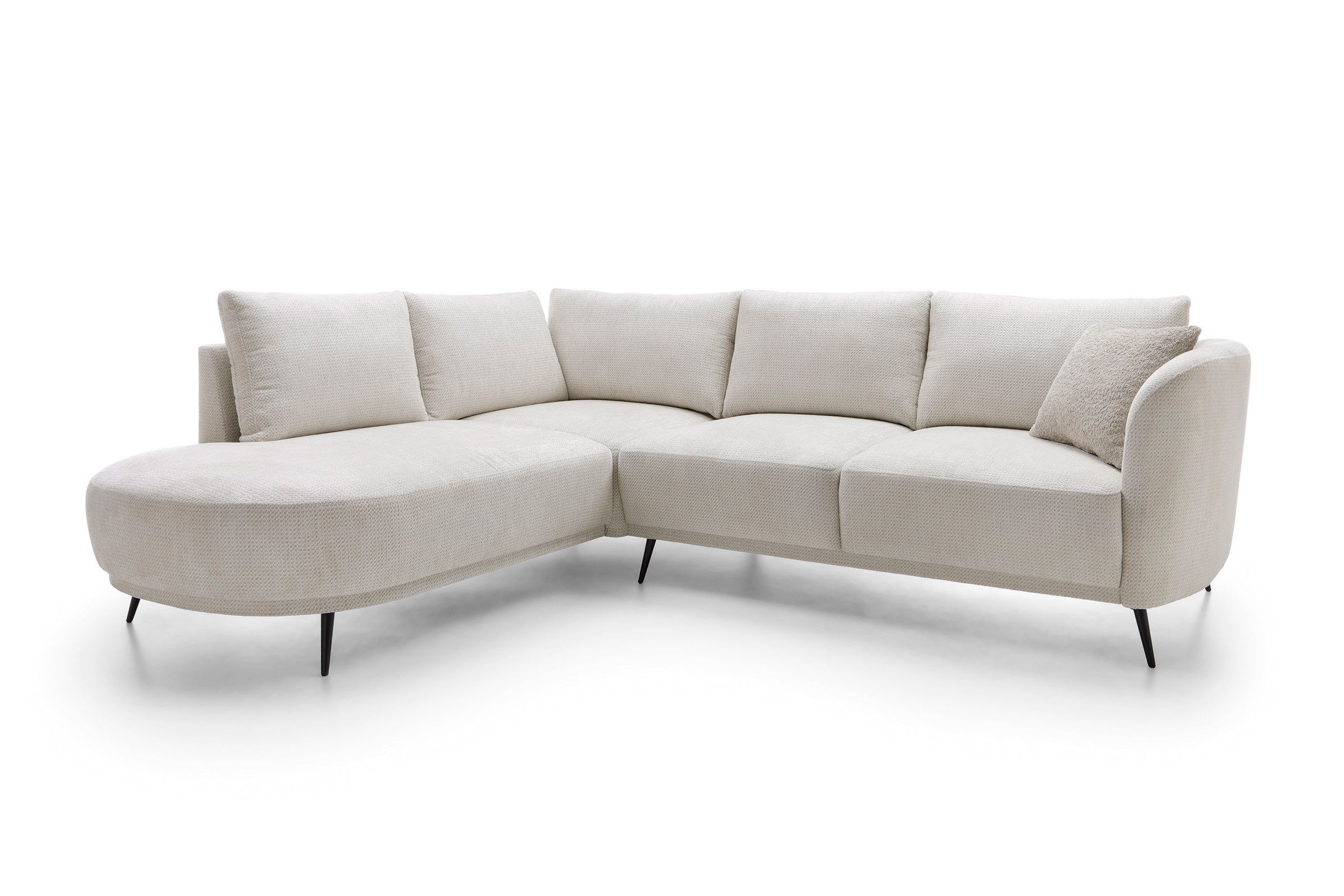 Goldstoff Ecksofa mit Schlaffunktion & Bettkasten - L-Form - Aurora mit Recamiere, Couch mit Bettkasten und Schlaffunktion, Langlebige Materialien, Modernes Design, Pflegeleichter Bezug