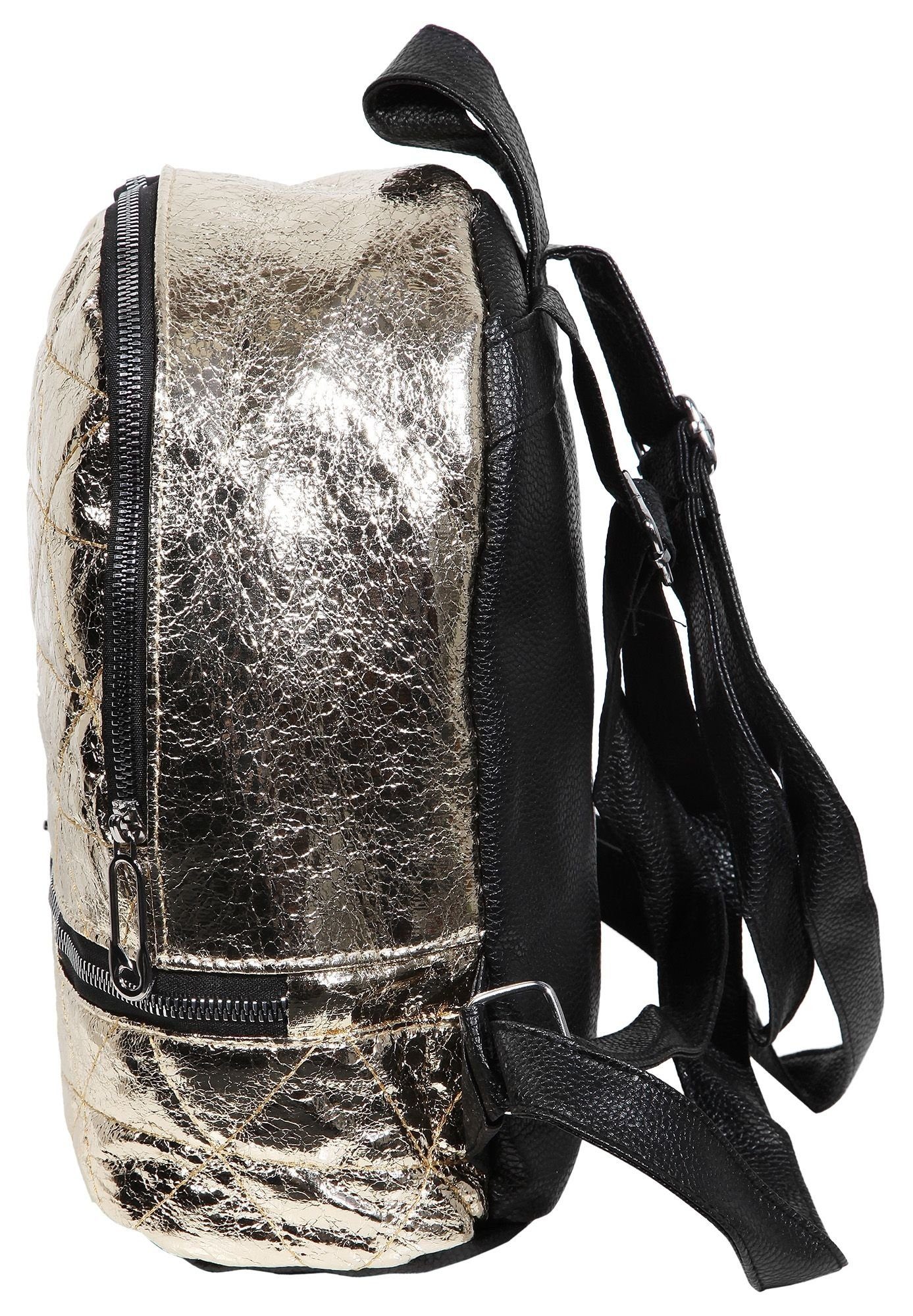 Cham Cham Rucksack Ranya Metallic Tasche Tragetasche aus Lederimitat