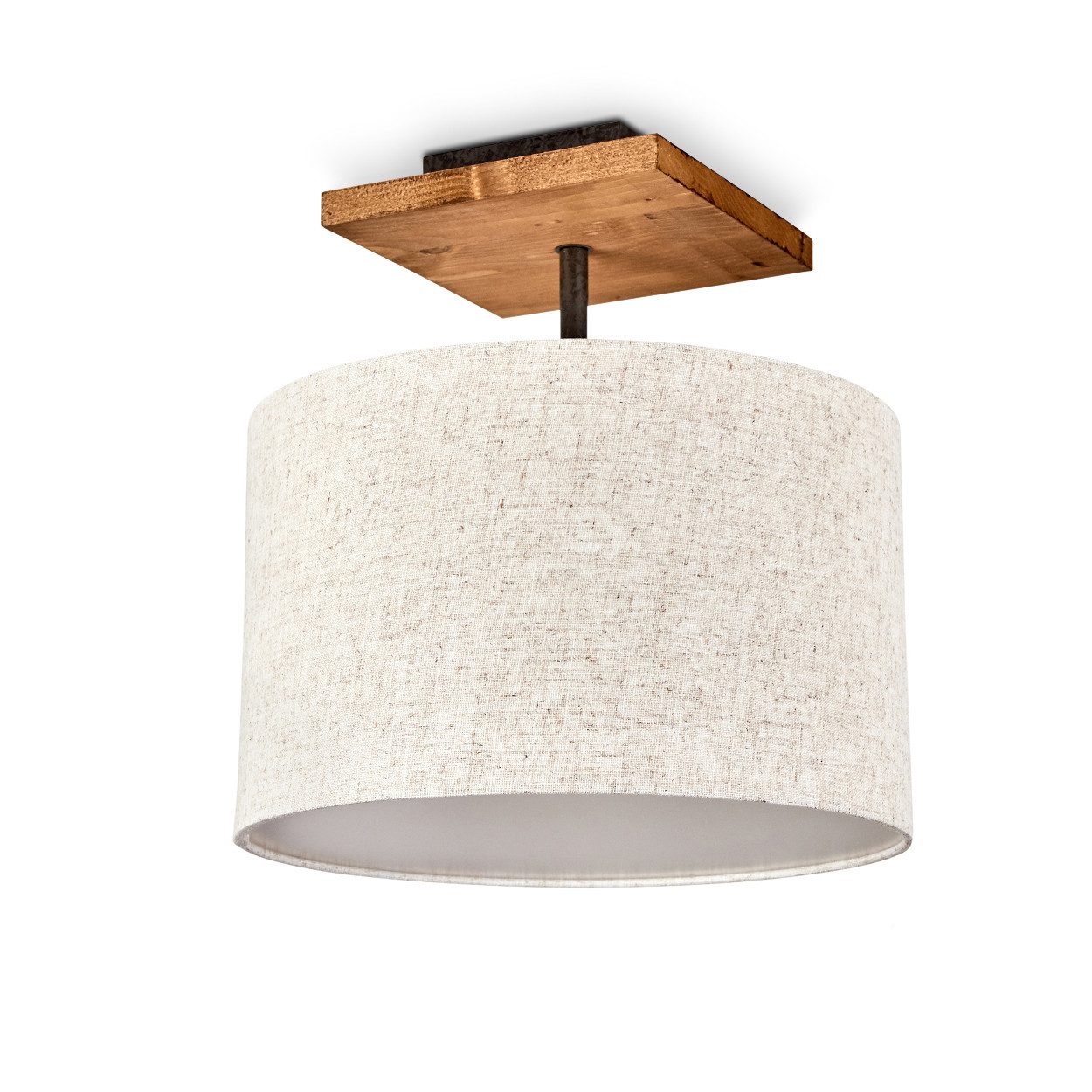 hofstein Deckenleuchte »Meolo« Deckenlampe aus Holz und Stoff in weiß/natur günstig online kaufen