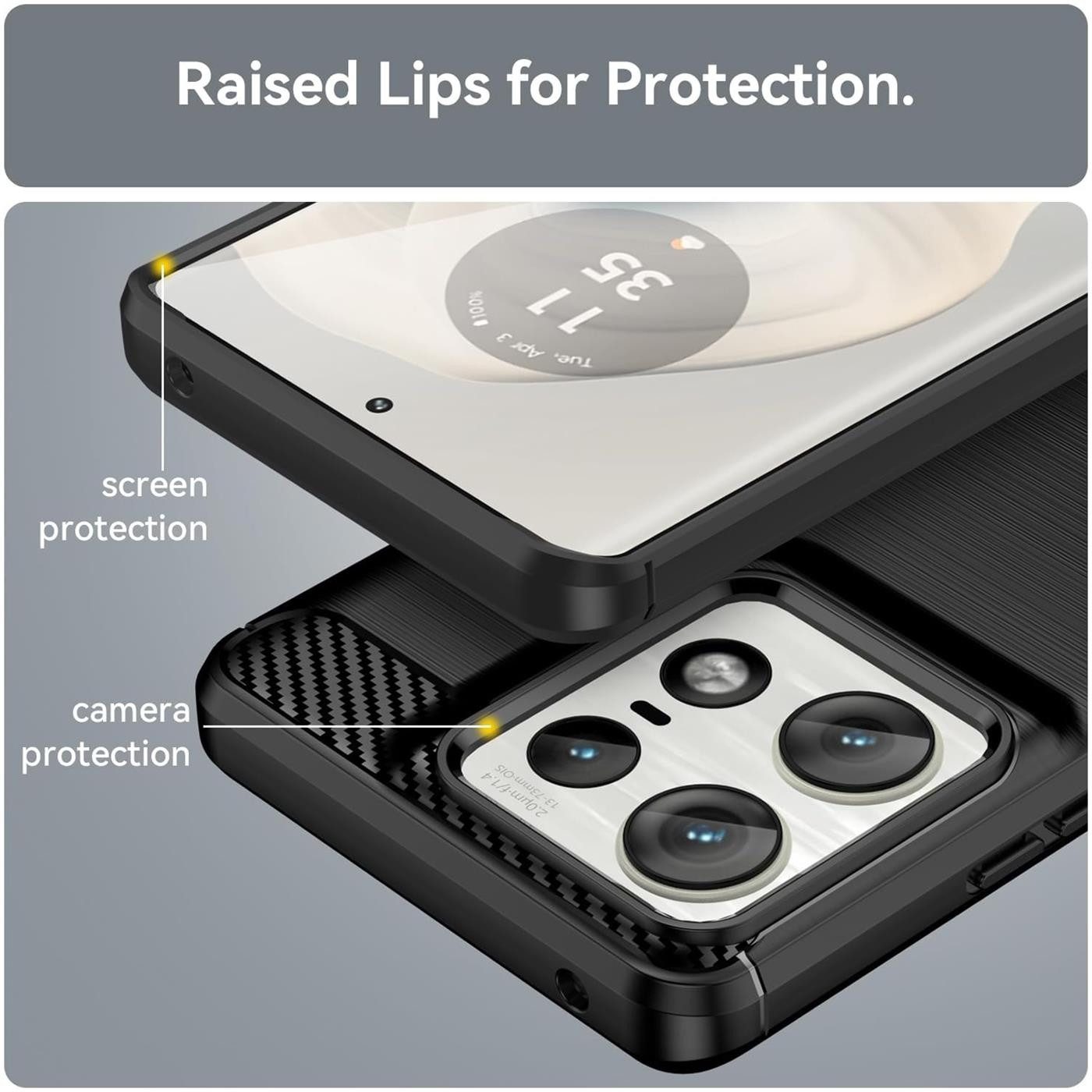 CoolGadget Handyhülle Carbon Handy Hülle für Motorola Edge 50 Pro 6,67 Zoll, robuste Telefonhülle Case Schutzhülle für Motorola Edge 50 Pro Hülle