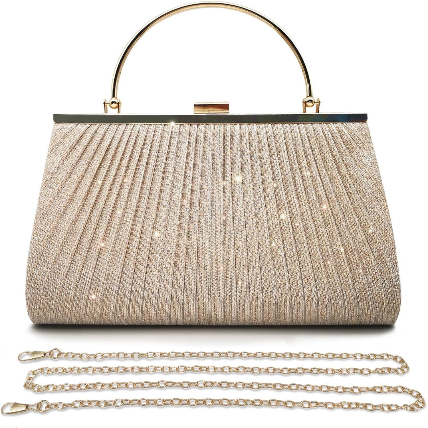 LuxusKollektion Clutch Damen Clutch Glitzer Abendtasche Brauttasche Hochzeit Party Gold