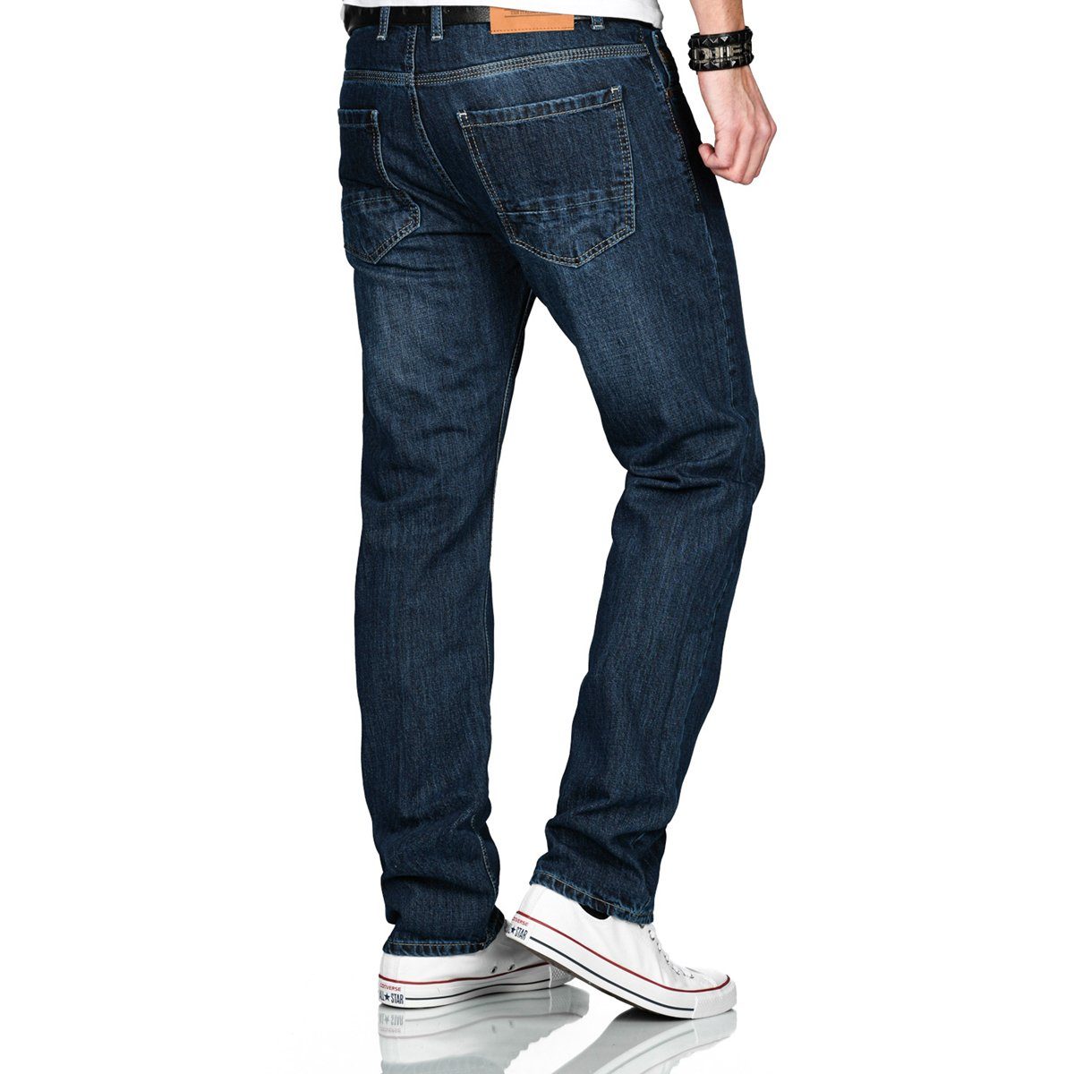 Alessandro Salvarini Comfort-fit-Jeans ASMarco - geradem Dunkelblau Bein AS202 mit
