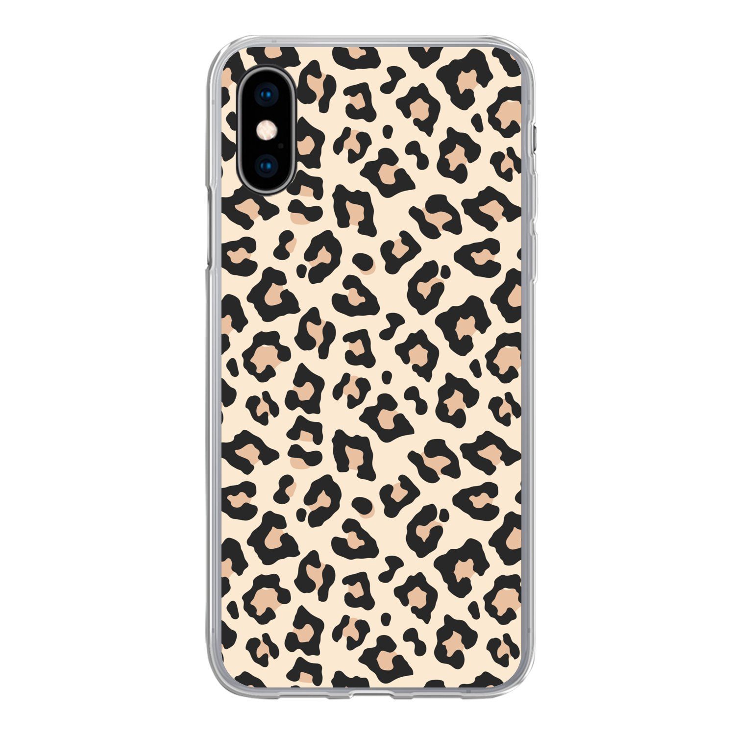 MuchoWow Handyhülle für Apple iPhone X Weiß - Rosa - Leopardenmuster, Smartphone-Bumper, Print, Handy Schutzhülle Dünn