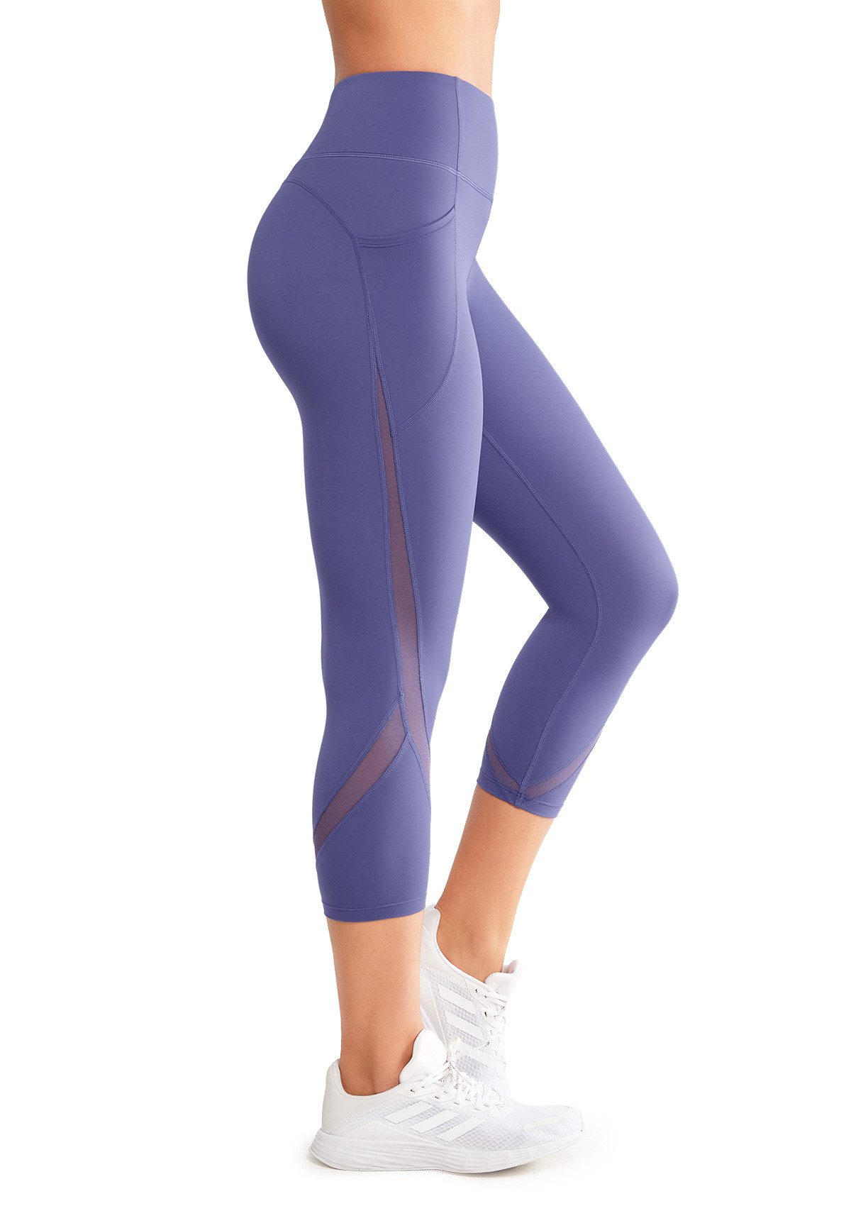 Yvette 3/4-Leggings Damen Capri Sporthose mit Tasche hohe Taille Blickdich, E110610A21