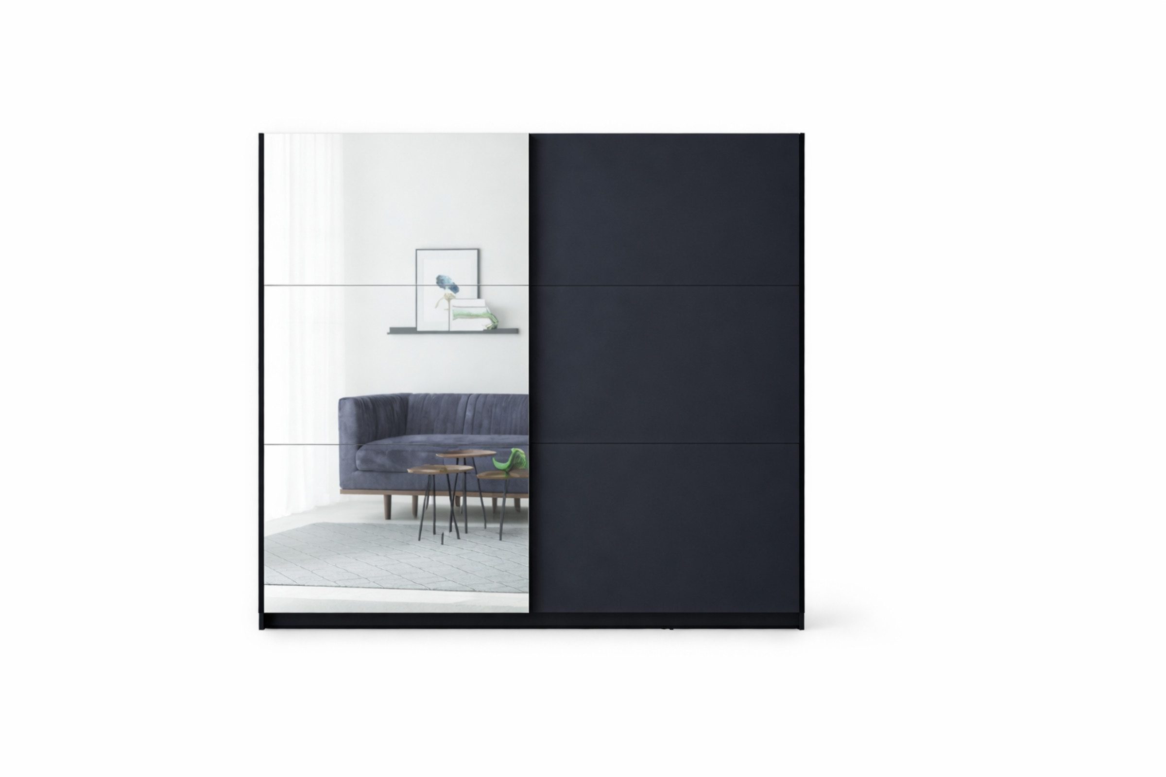 Deine Möbel 24 Schwebetürenschrank ARLO Schiebetürenschrank mit Spiegel – Kleiderschrank 150 / 200 cm, (in Nussbaum, Sandbeige, Weiß, Eiche Artisan & Graphit, 1-St., mit Spiegel) moderner Schlafzimmer-Schrank