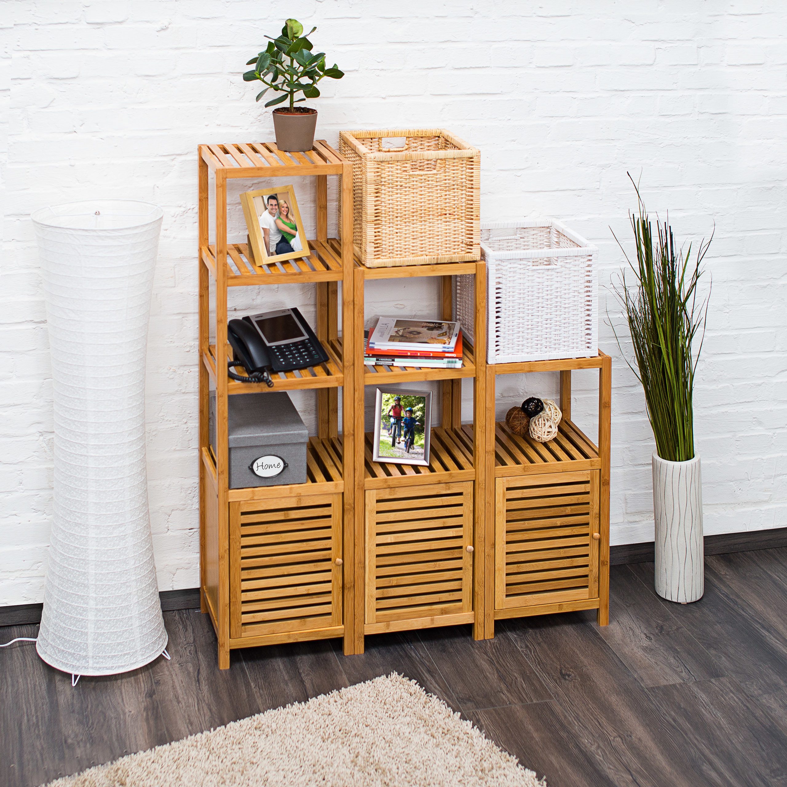 relaxdays Badregal Bambus mit Tür, 4 günstig online kaufen