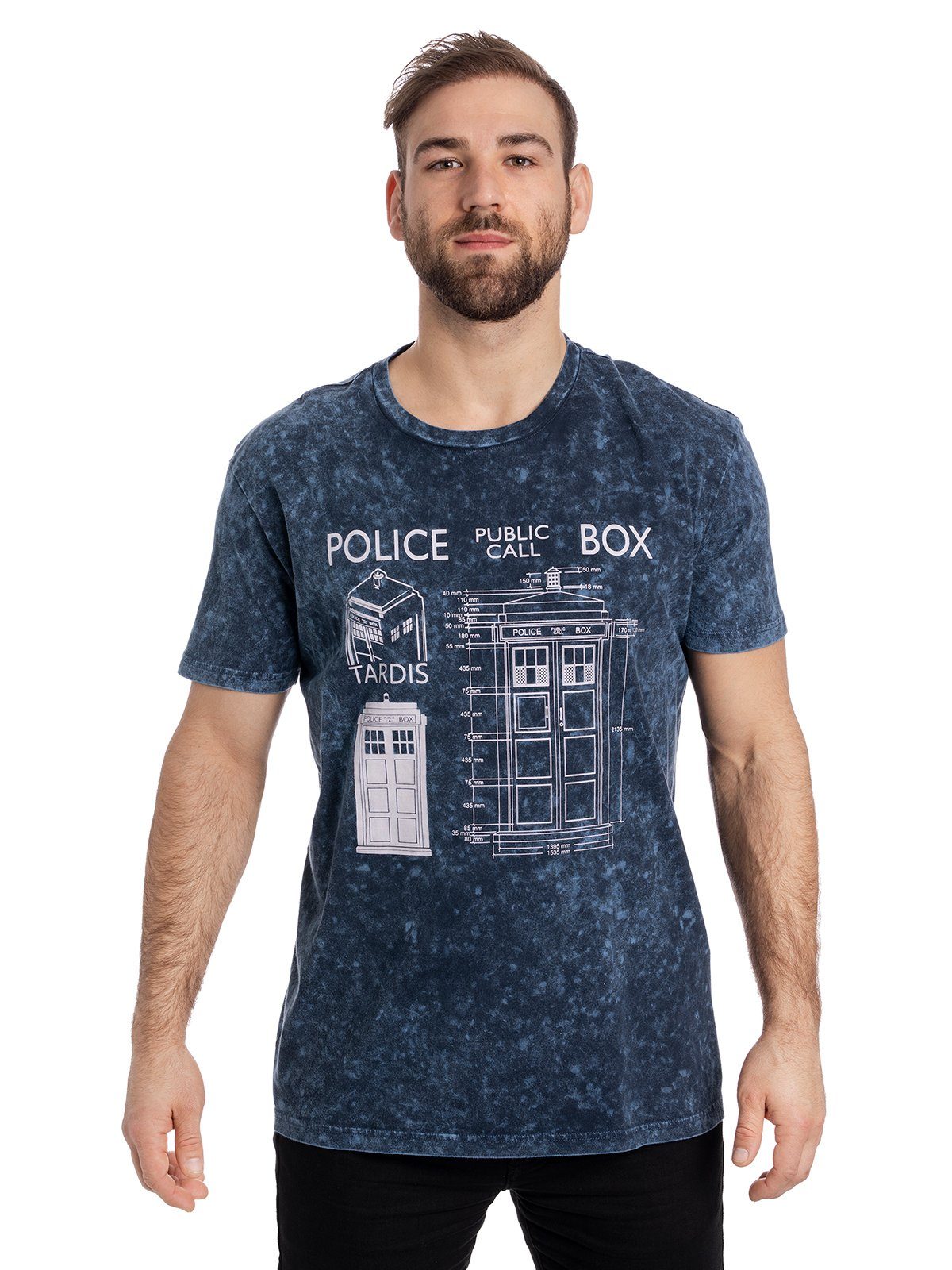 Nastrovje Potsdam Box Who Doctor T-Shirt Police Blueprint Batik