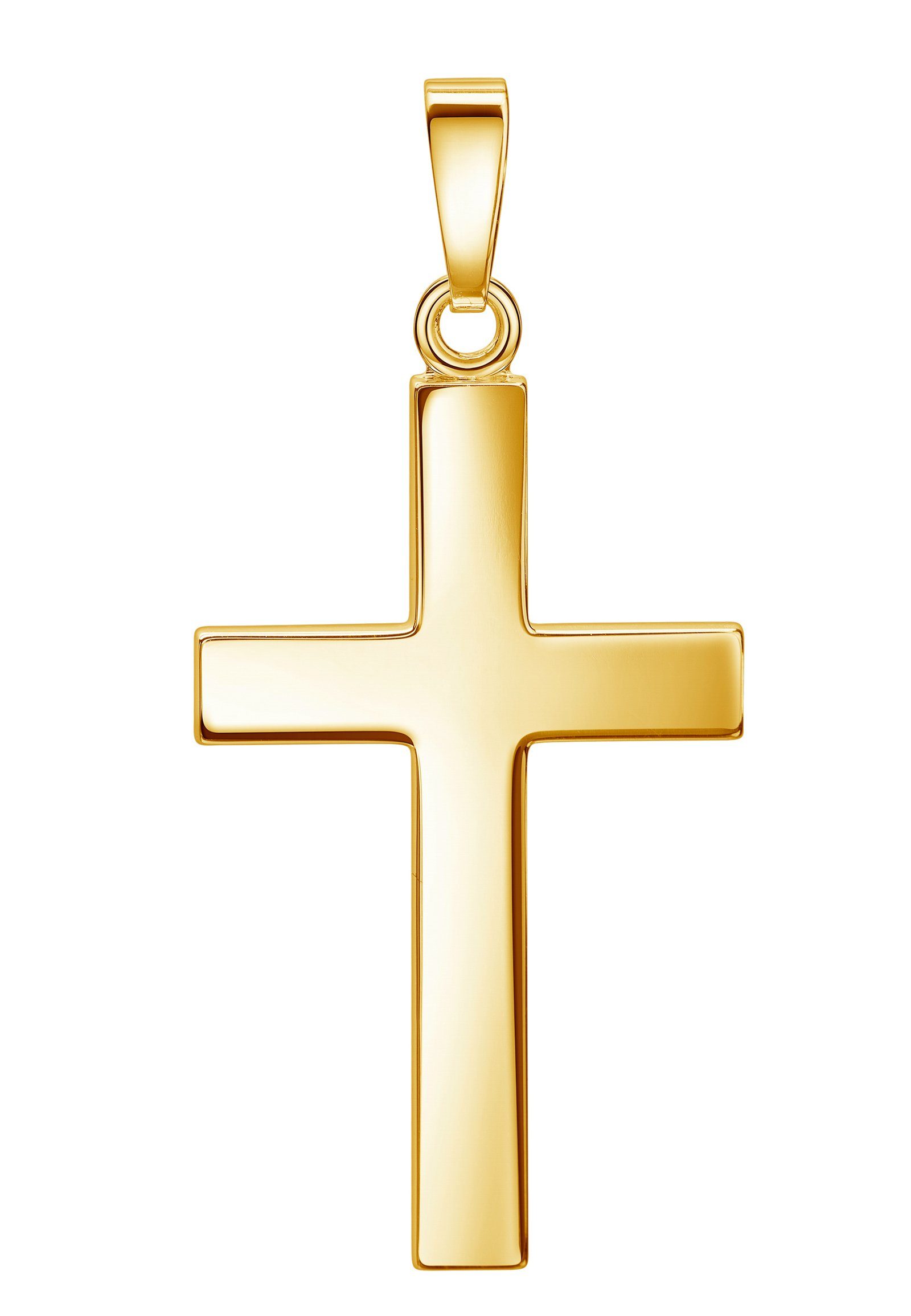 JEVELION Kettenanhänger Kreuz-Anhänger aus 585 Gelbgold (Goldkreuz, für Damen), Goldenes Kreuz - Made in Germany | Kettenanhänger