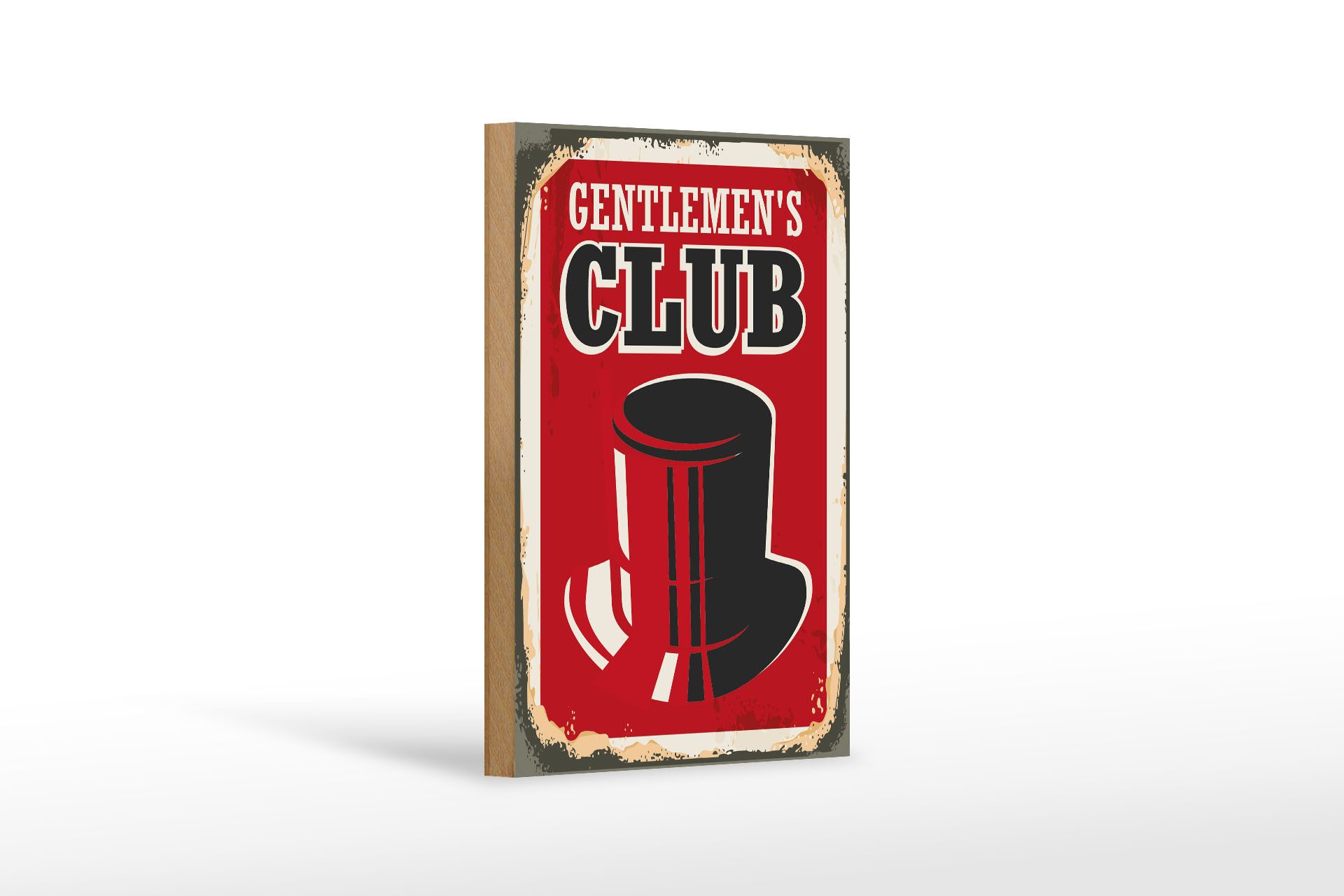 Holzbild Retro 12x18cm Gentlemen`s Club Männer