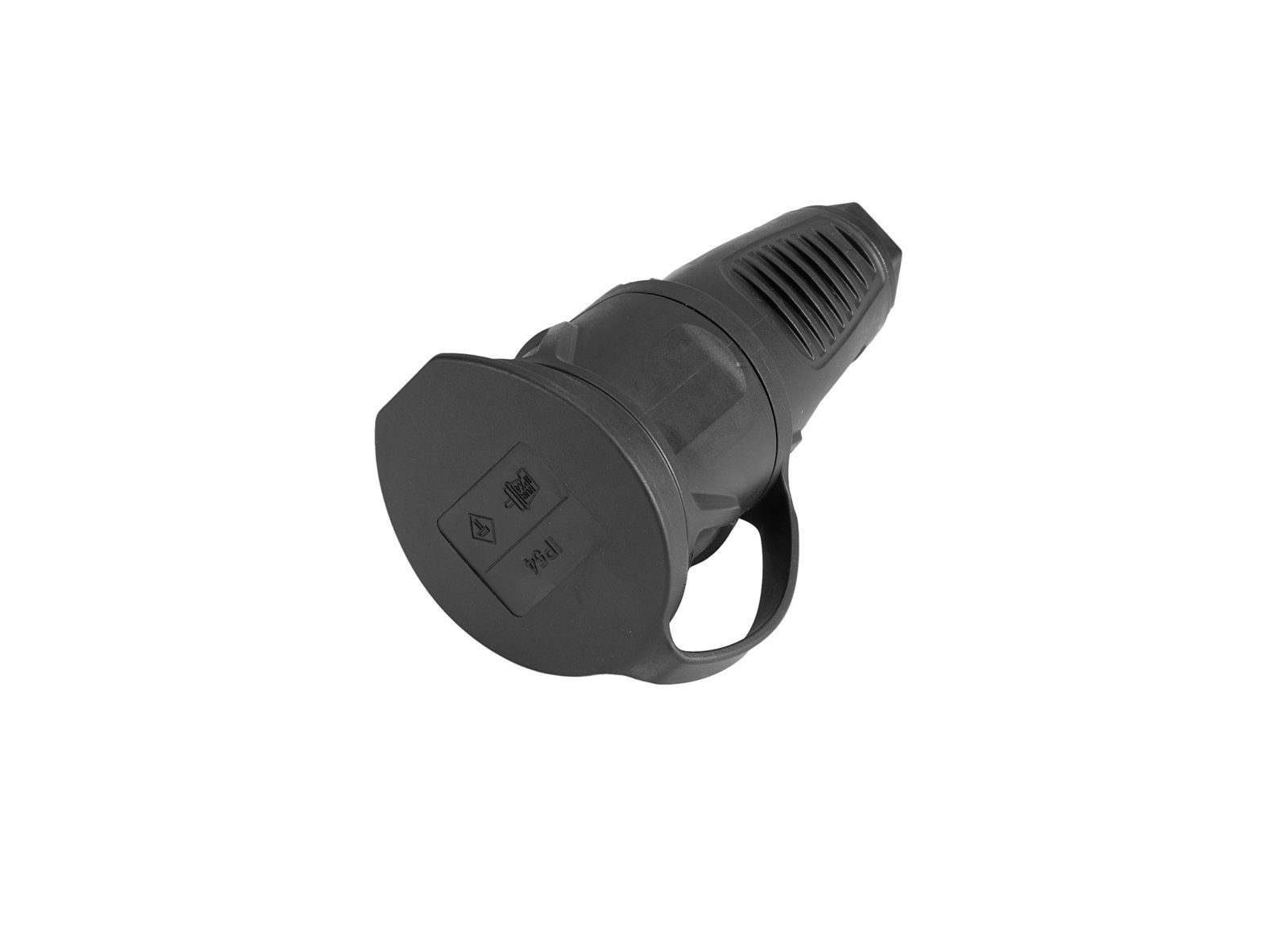 Schuko-Stecker PC ELECTRIC Schutzkontakt Kupplung Gummi sw/bl
