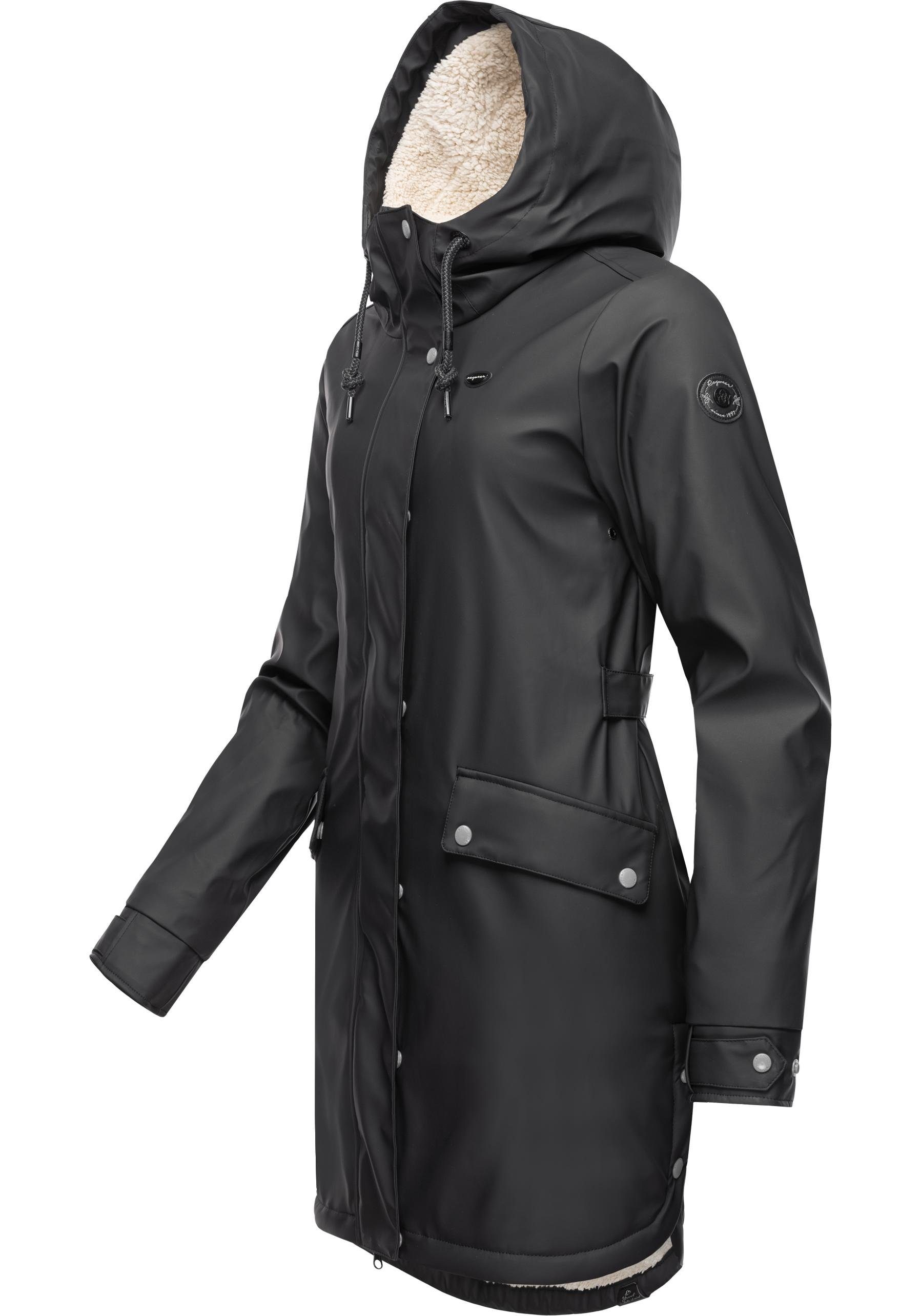 Ragwear für Winter Tinsley stylischer Regenjacke den schwarz Regenparka