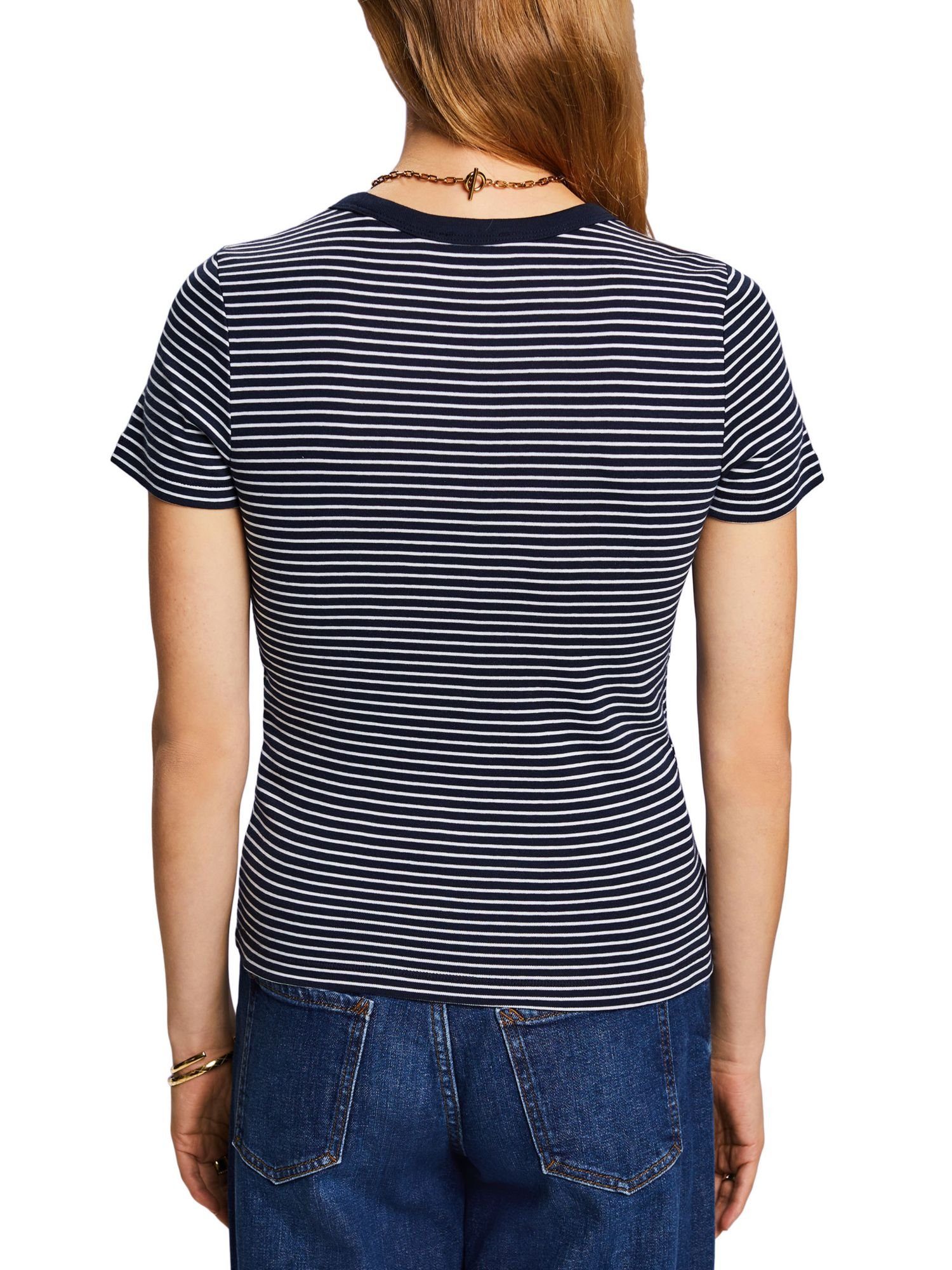 Esprit T-Shirt Baumwoll-T-Shirt (1-tlg) NAVY Gestreiftes
