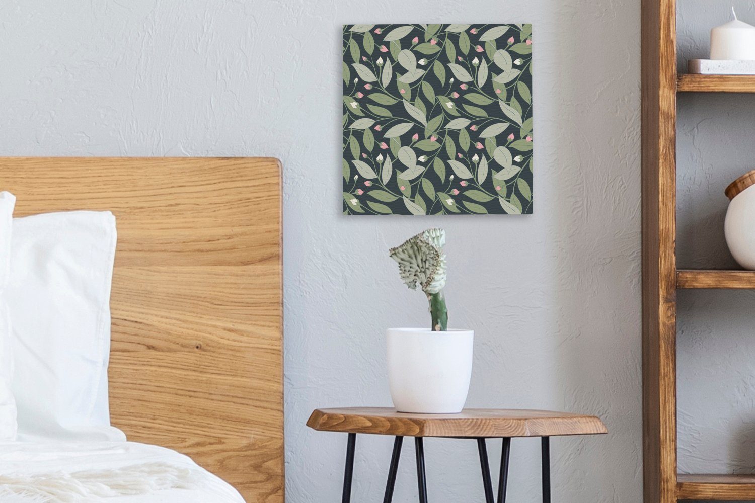 Muster, Blätter für Wohnzimmer - - Leinwandbild OneMillionCanvasses® Schlafzimmer Leinwand Bilder Blumen St), (1