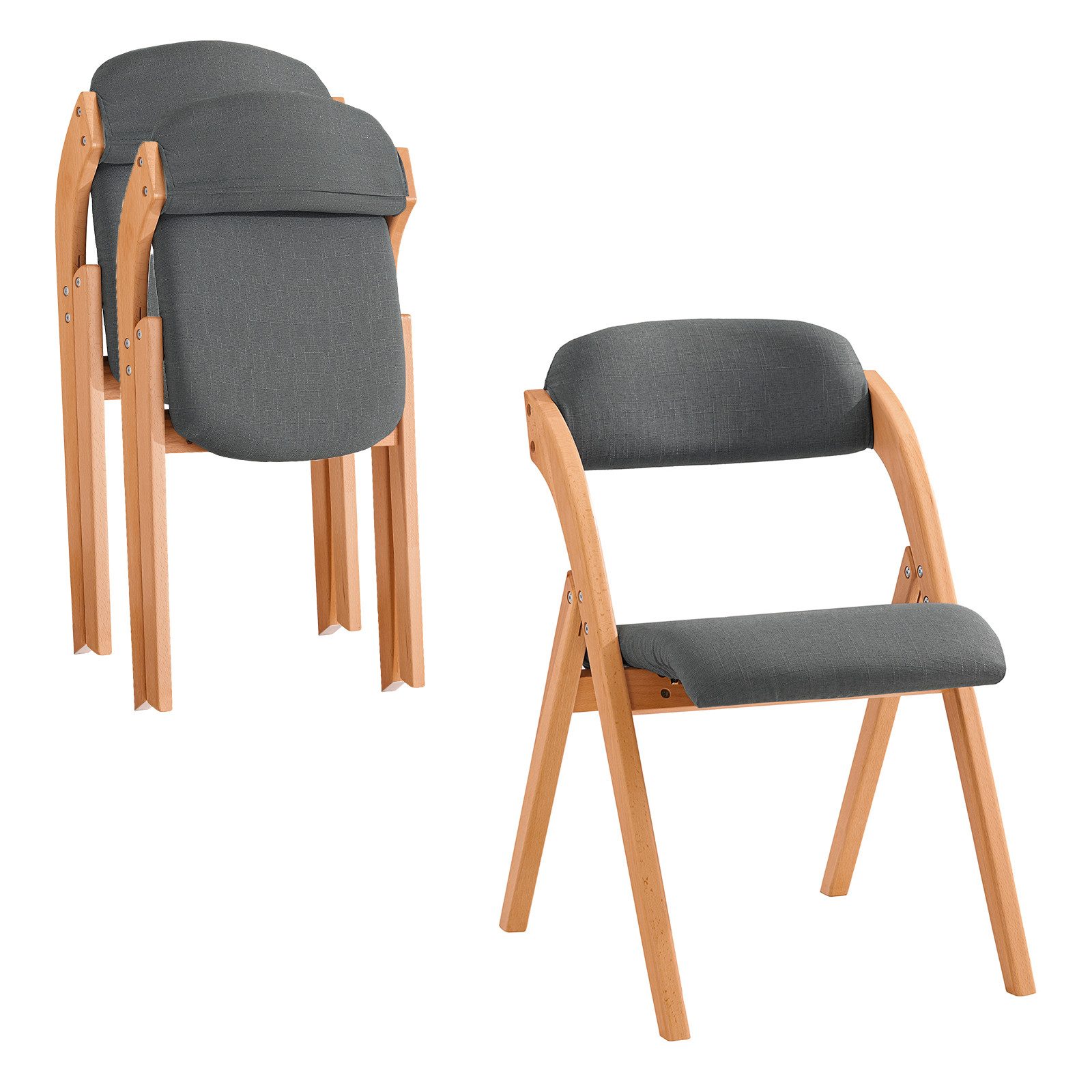 SoBuy Klappstuhl DE-FST92, Esszimmerstuhl Ergonomisch, faltbar, Küche Balkon Büro, Klappstuhl Küchenstuhl mit Rückenlehne, Campingstuhl, Holzstuhl