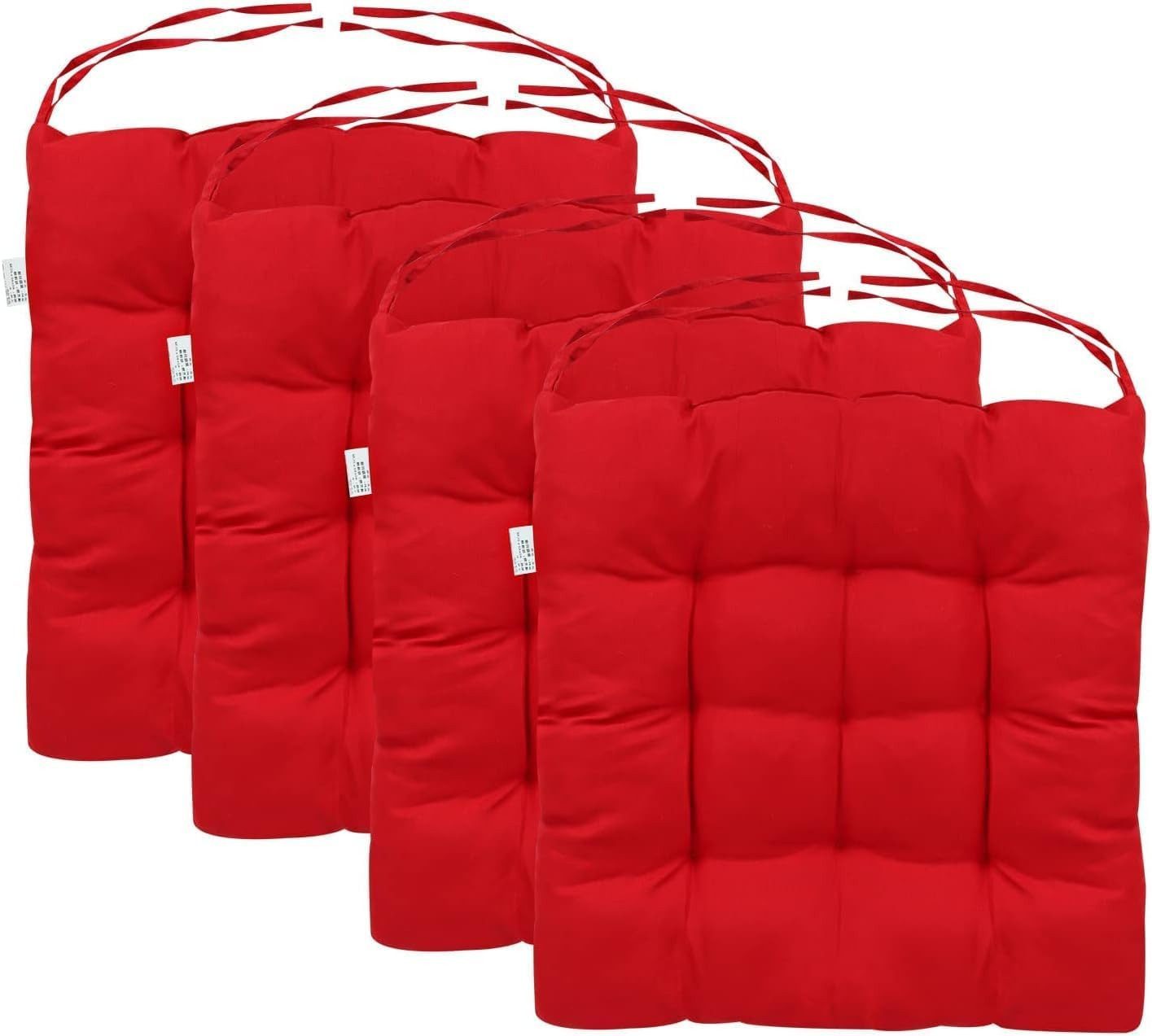 Youyijia Stuhlkissen 4er Set Sitzkissen mit Bindebändern – Bequeme 40x40 cm Stuhlauflage