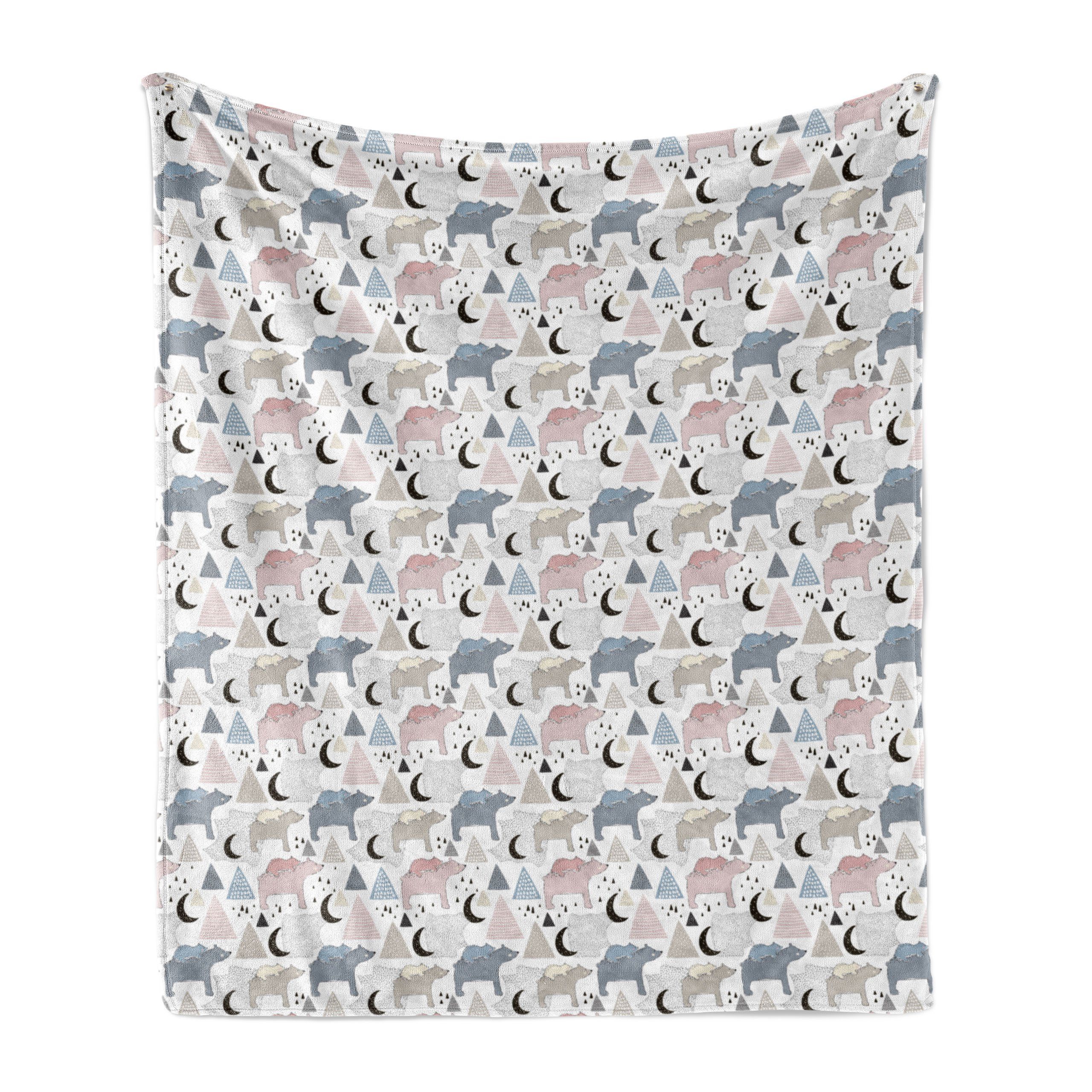 Wohndecke Gemütlicher Plüsch für den Innen- und Außenbereich, Abakuhaus, Gekritzel Pastell Polar Bear Pattern