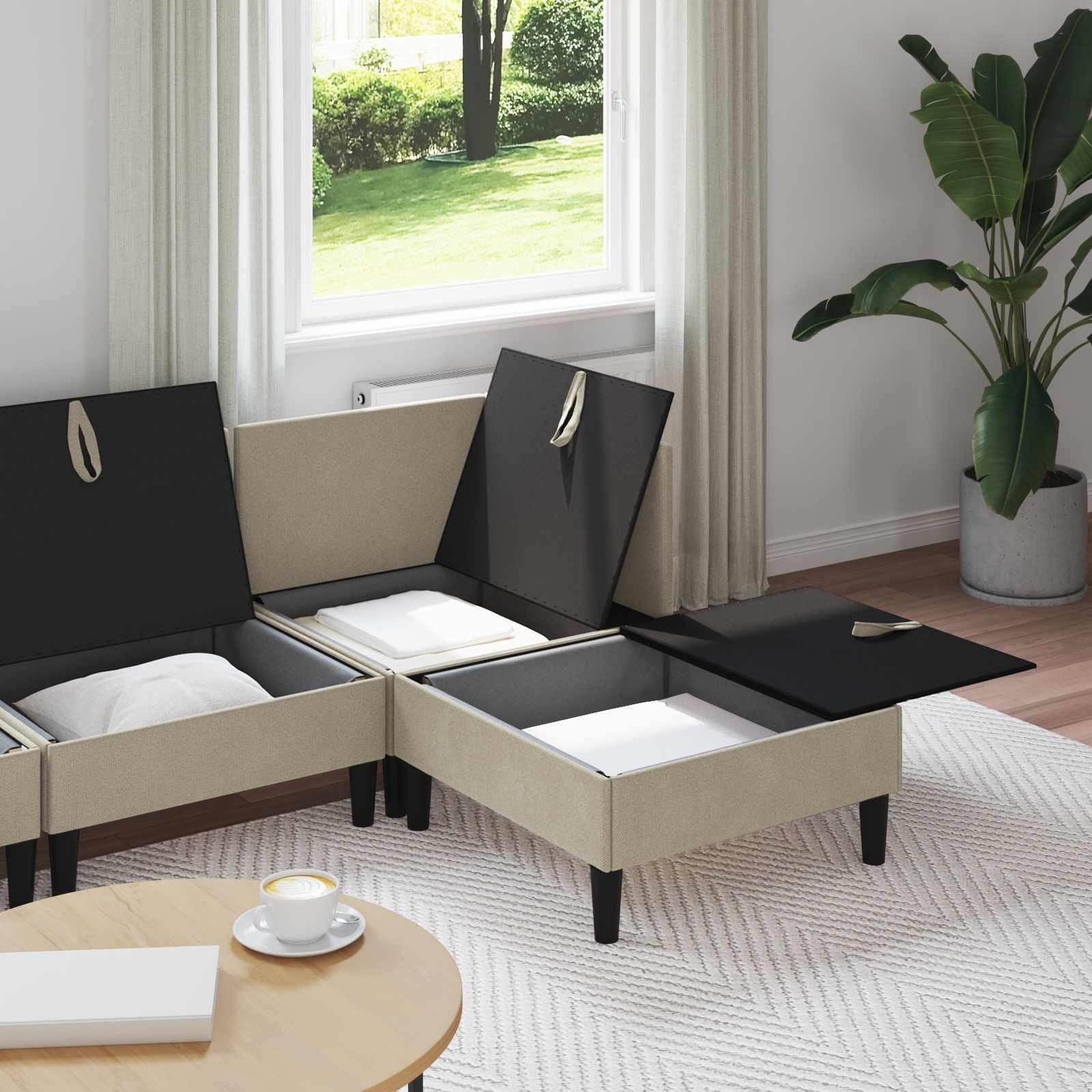 vidaXL Sofa Wohnzimmergarnitur 4 Stk. Sand Stoff, 4 Teile