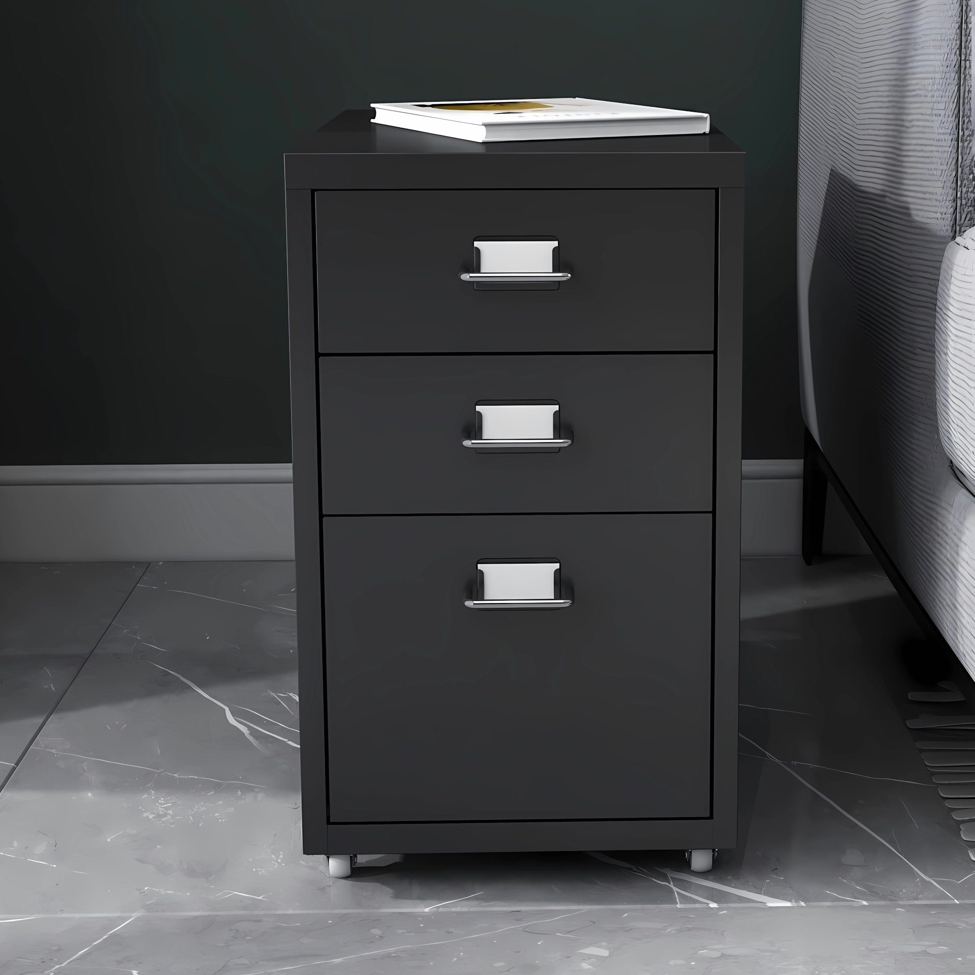 en.casa Rollcontainer, »Kökar« Schubladenschrank Stahl Schwarz günstig online kaufen