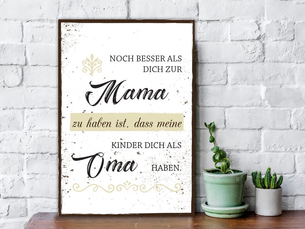 GRAVURZEILE Holzbild mit Spruch - Noch besser Dich als Mama zu haben - Holzschild -, (1 St), Geschenk für Eltern & Großeltern
