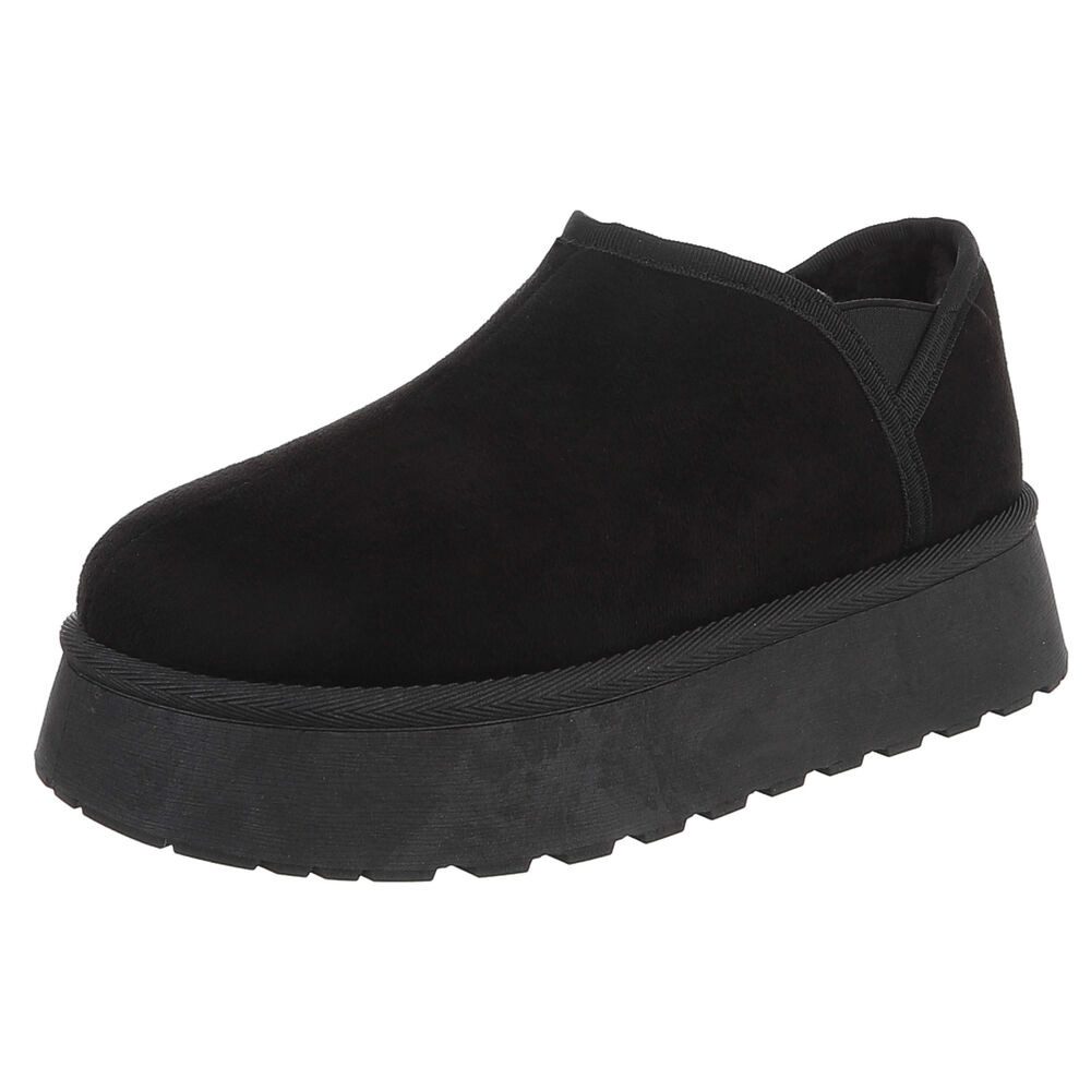 Ital-Design Damen Slip-on Plateau Schuh mit Profilsohle Snowboots (92214522) Flach Stiefeletten in Schwarz