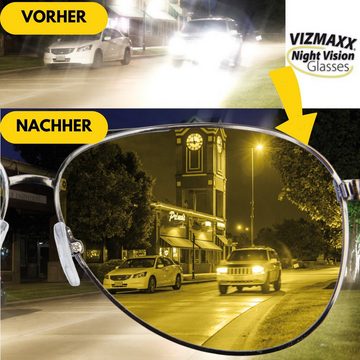 Best Direct® Brille Vizmaxx® Tag- und Nachtsicht Brille, Nachtfahrbrille mit polarisierten Gläser, Autofahrerbrille gelb