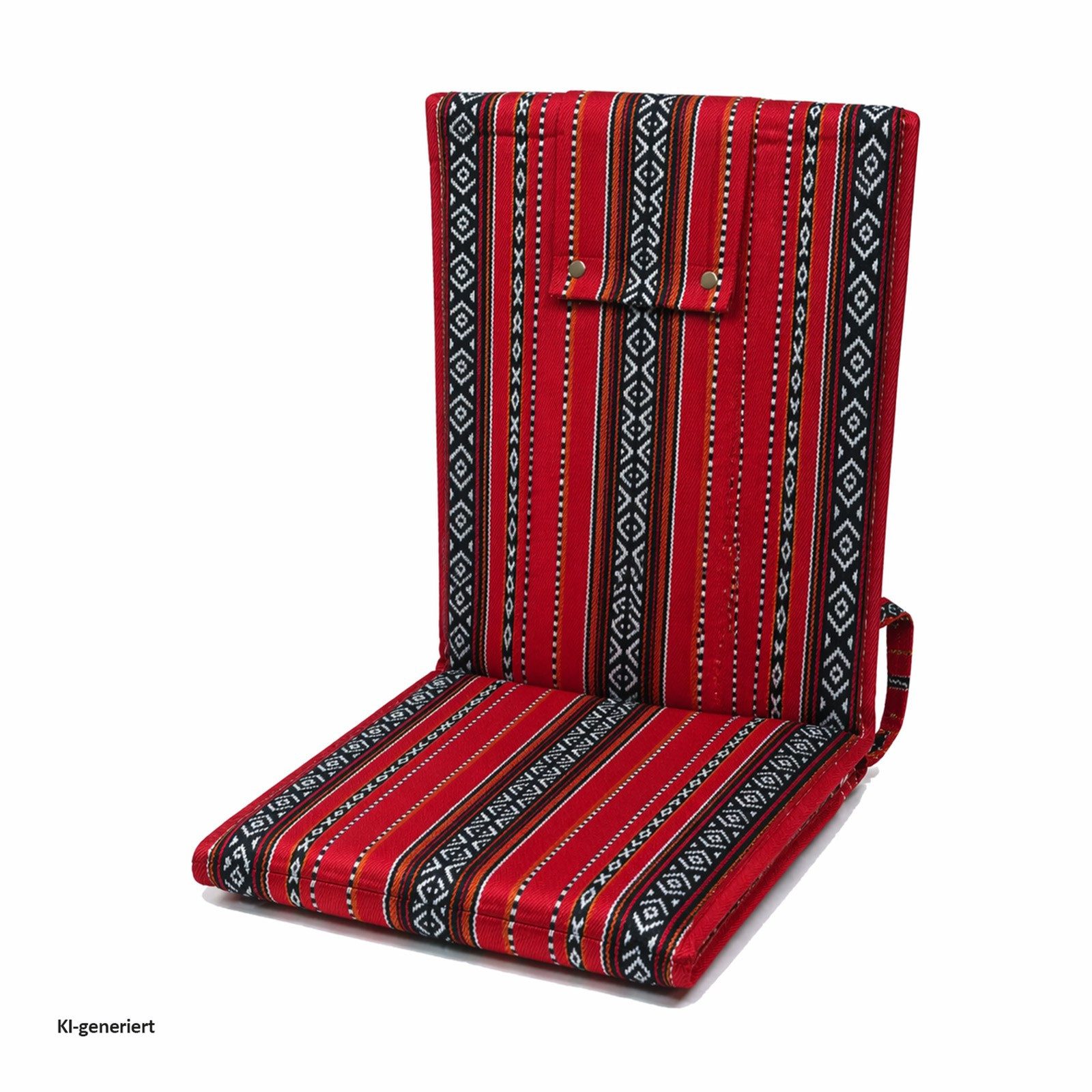 HTI-Living Relaxsessel Bodenstuhl rot gemustert klappbar mit verstellbarer Rückenlehne (1 Stück) – Bild 4 von 4