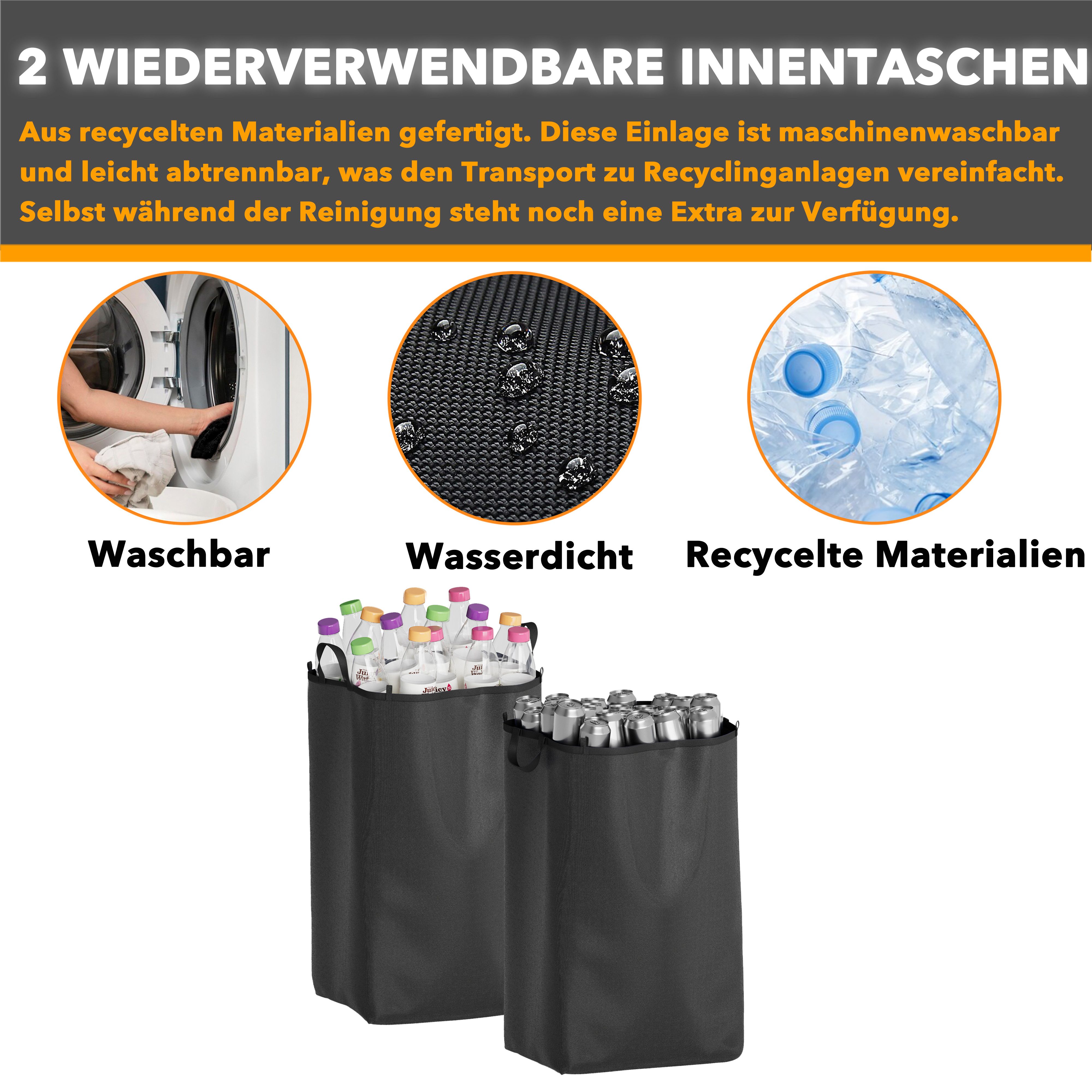 SpaceAid Flaschensammler Flaschenkorb (100L Pfandflaschen Sammelbehälter), mit Deckel und 2 wiederverwendbaren Innensäcken