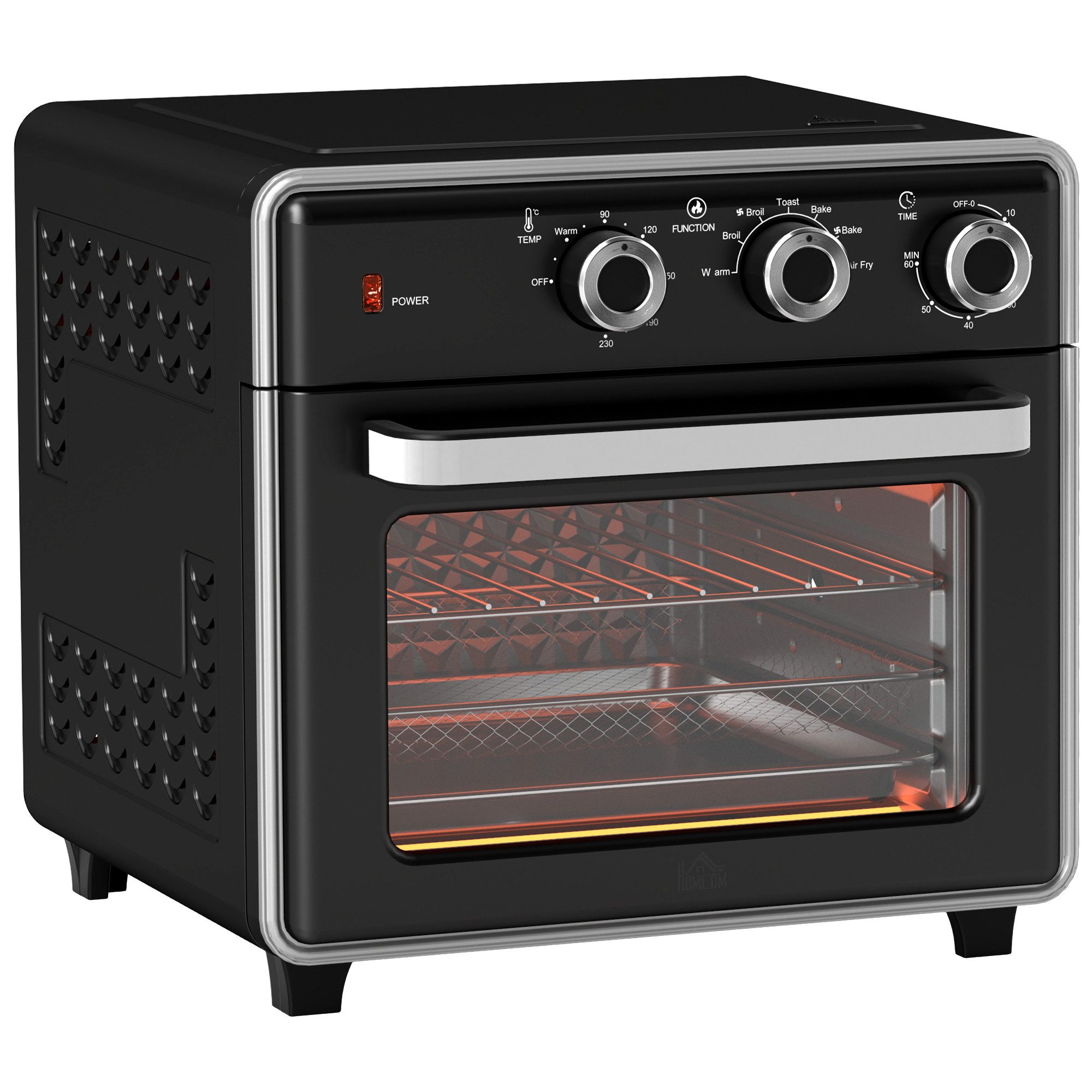 Rutaqian Minibackofen Minibackofen mit Umluft , 20L Mini Ofen mit Backblech und Grillrost, 90 °C-230 °C Heißluftfritteuse mit 5 Modi, Frittierkorb, 60 Min.