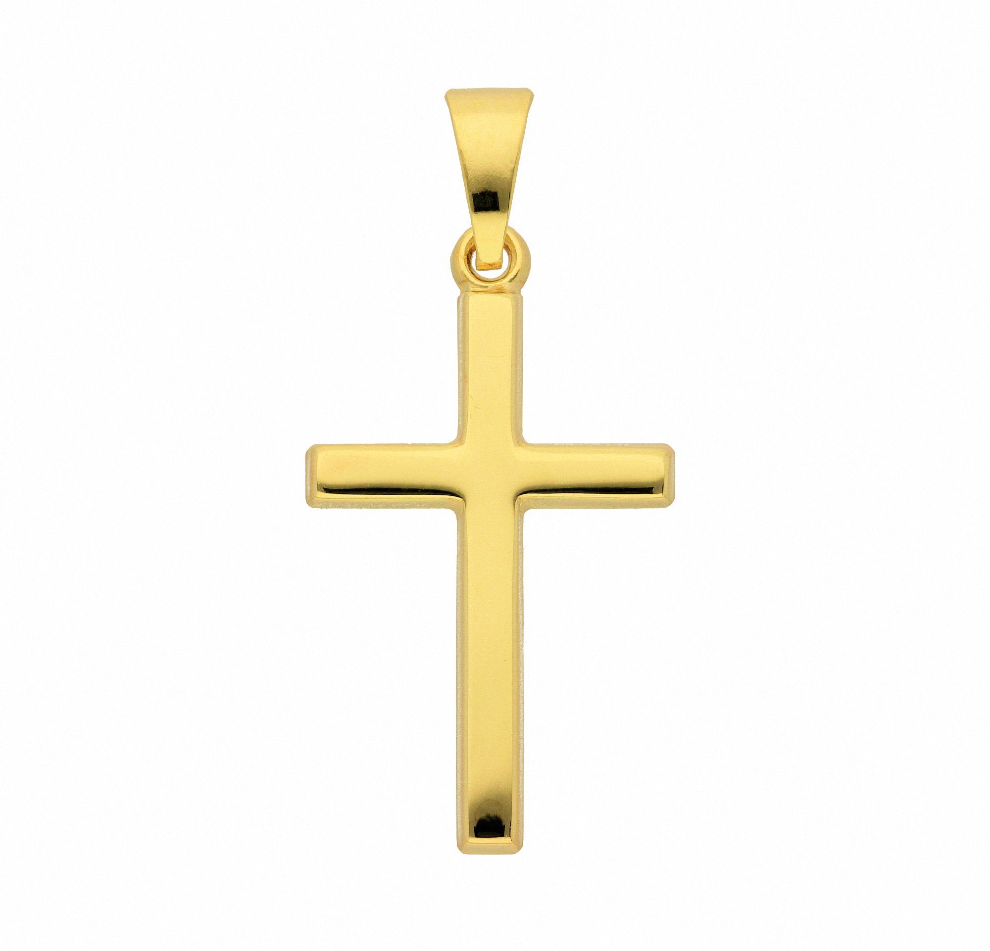 Adelia´s Kette mit Anhänger 585 Gold Kreuz Anhänger, Schmuckset - Set mit  Halskette, Maße des Anhängers - Breite 12,3 mm - Höhe 18,1 mm