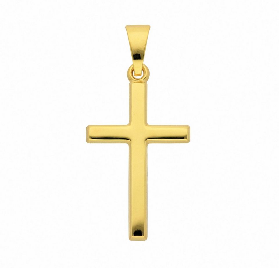 Adelia´s Kette mit Anhänger 585 Gold Kreuz Anhänger, Schmuckset - Set mit  Halskette, Maße des Anhängers - Breite 12,3 mm - Höhe 18,1 mm