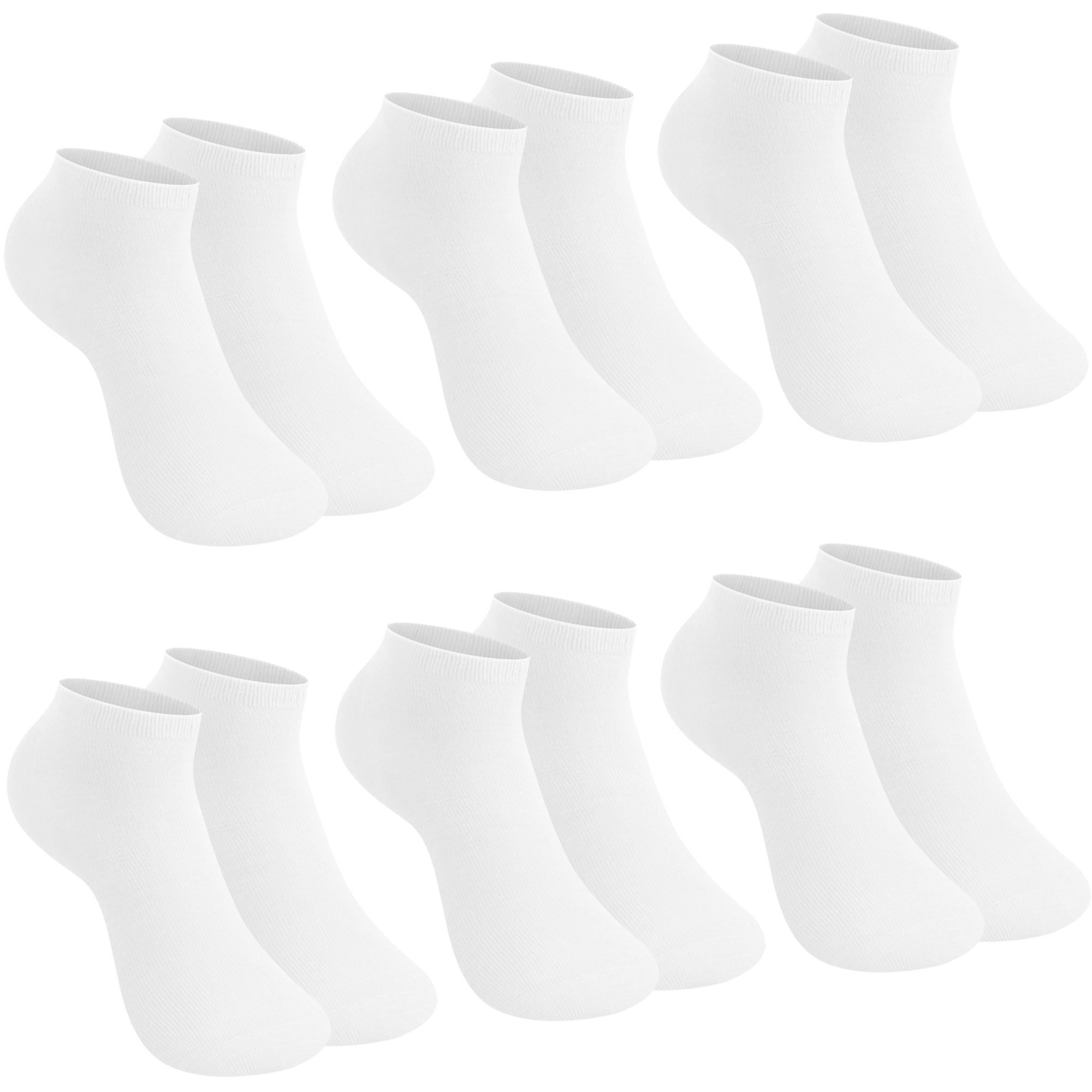 Sneakersocken Paar Socken Sneaker Farbe 10/12er uni (12-Paar, 10/12 Pack) 2301 Weiß Libella