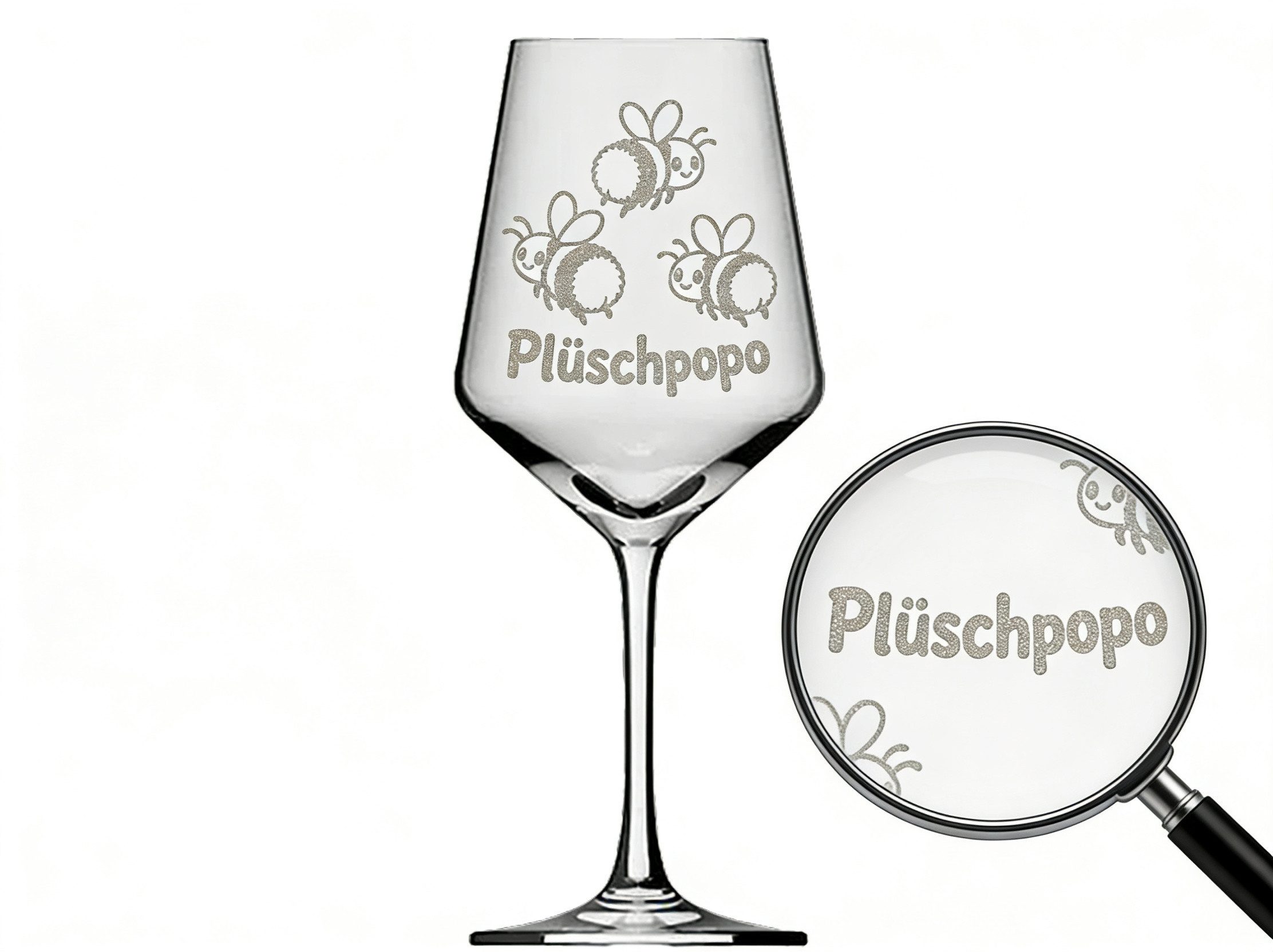 Valhalla Weinglas Valhalla Weinglas Hummel Plüschpopo graviert spülmaschinenfest 350 ml, 1-tlg., Glas, Atemberaubende Darstellung