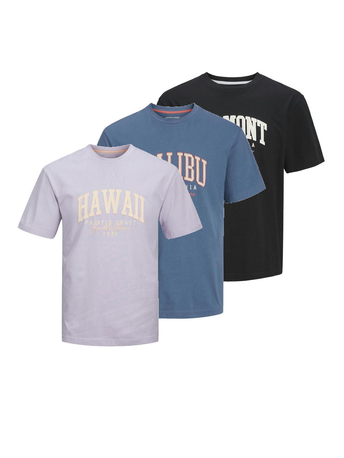 T-Shirt JACK & JONES Male T-Shirt 3er-Pack Logo Rundhals T-Shirt