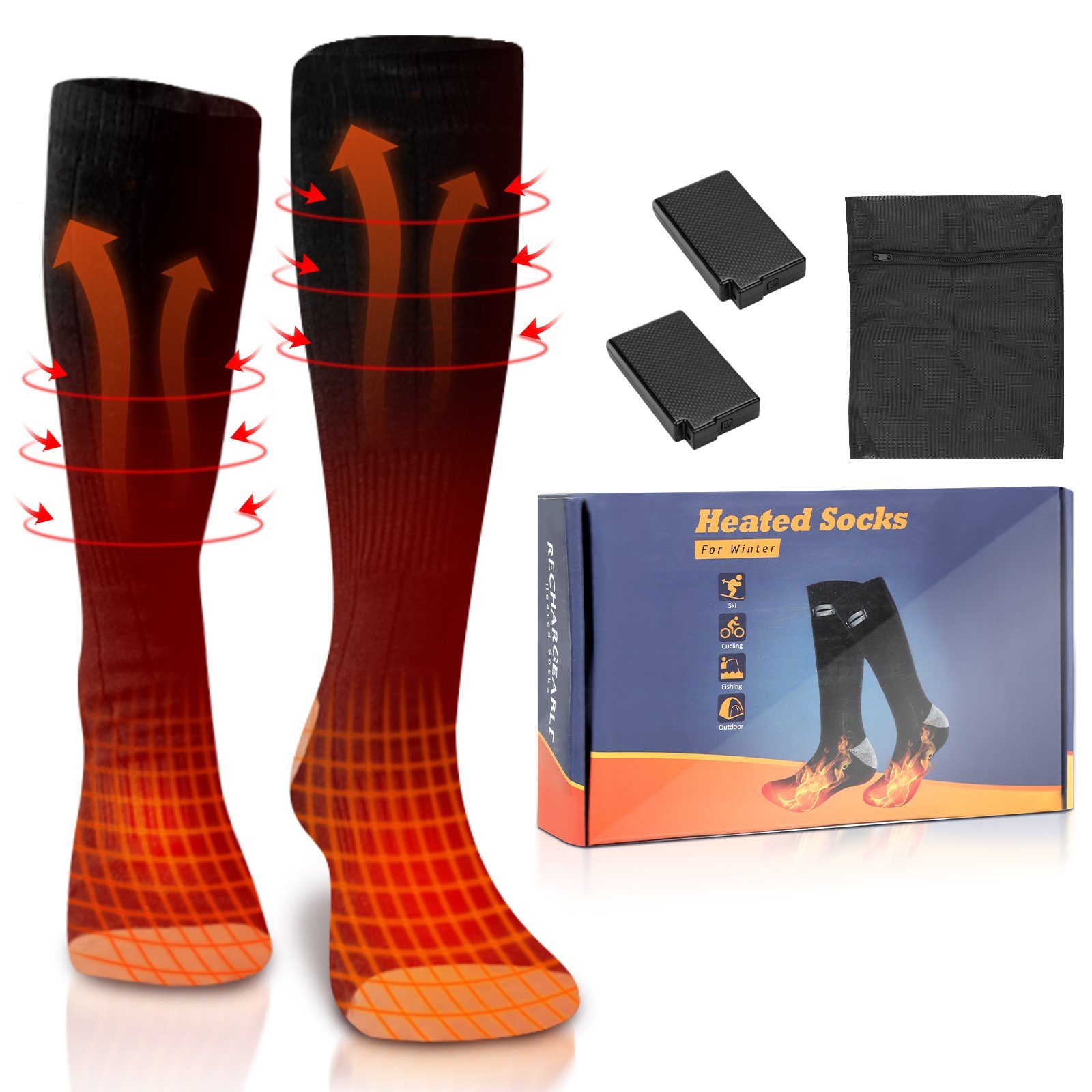 TolleTour Kniestrümpfe Beheizbare Socken Sportsocken 4200mAh Kaltwetter  Therm-ic elektrisch