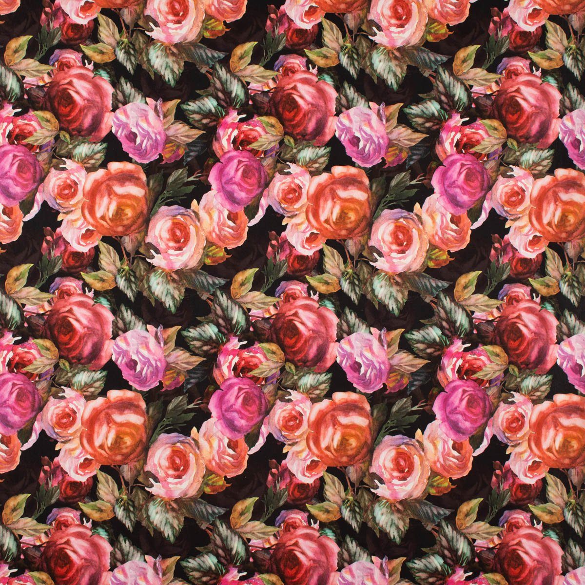 SCHÖNER LEBEN. Tischläufer Tischläufer Rosetta Rosen Digitaldruck schwarz pink 40x160cm, Digitaldruck