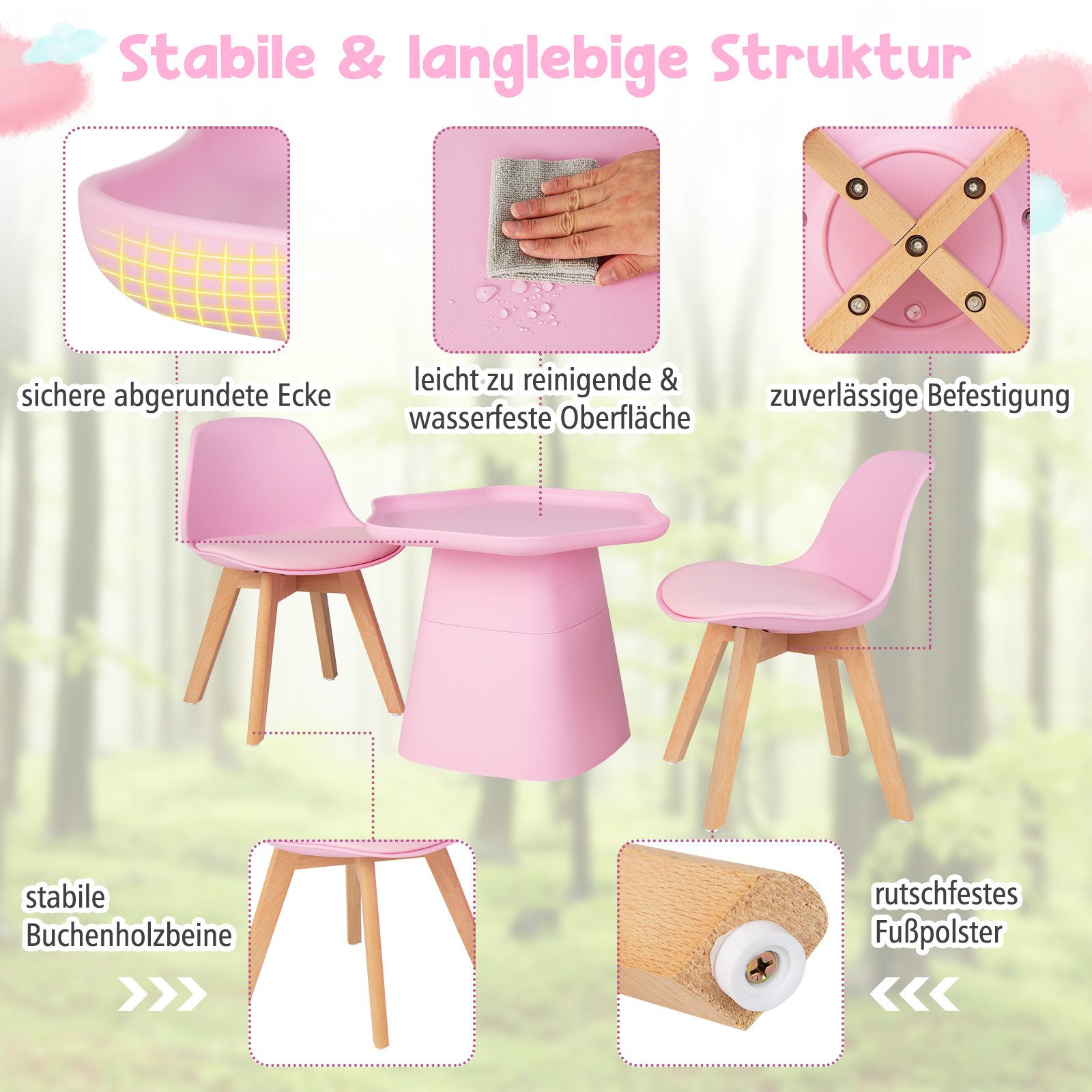 COSTWAY Kindersitzgruppe, (3-tlg), mit Kindertisch, 2 günstig online kaufen