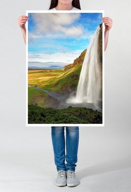 Sinus Art Poster 90x60cm Poster Seljalandsfoss Wasserfall in Island
