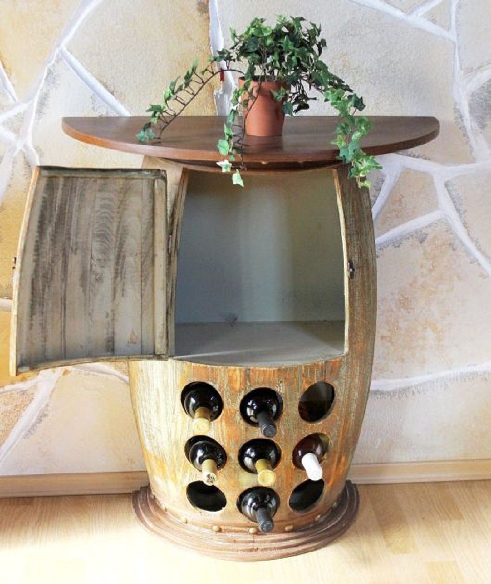 Weinregal Wandtisch Weinfass halbrund 1500 Bar Flaschenständer 85cm Weinfass
