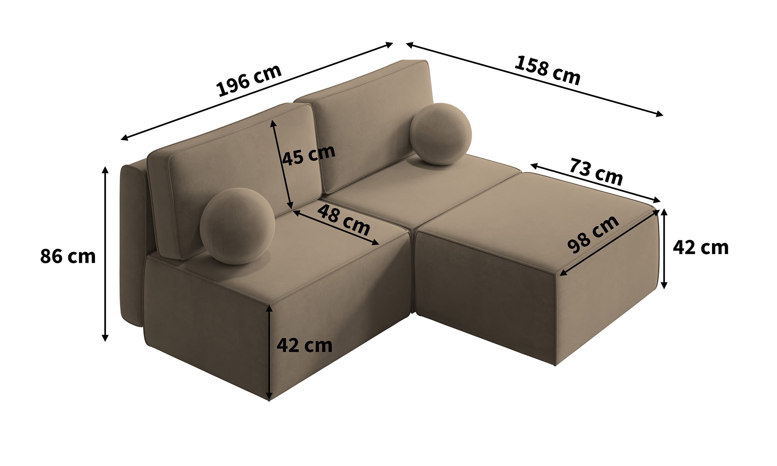Masseno Ecksofa VARNA mit Schlaffunktion L-Form, Sofa mit Bettkasten
