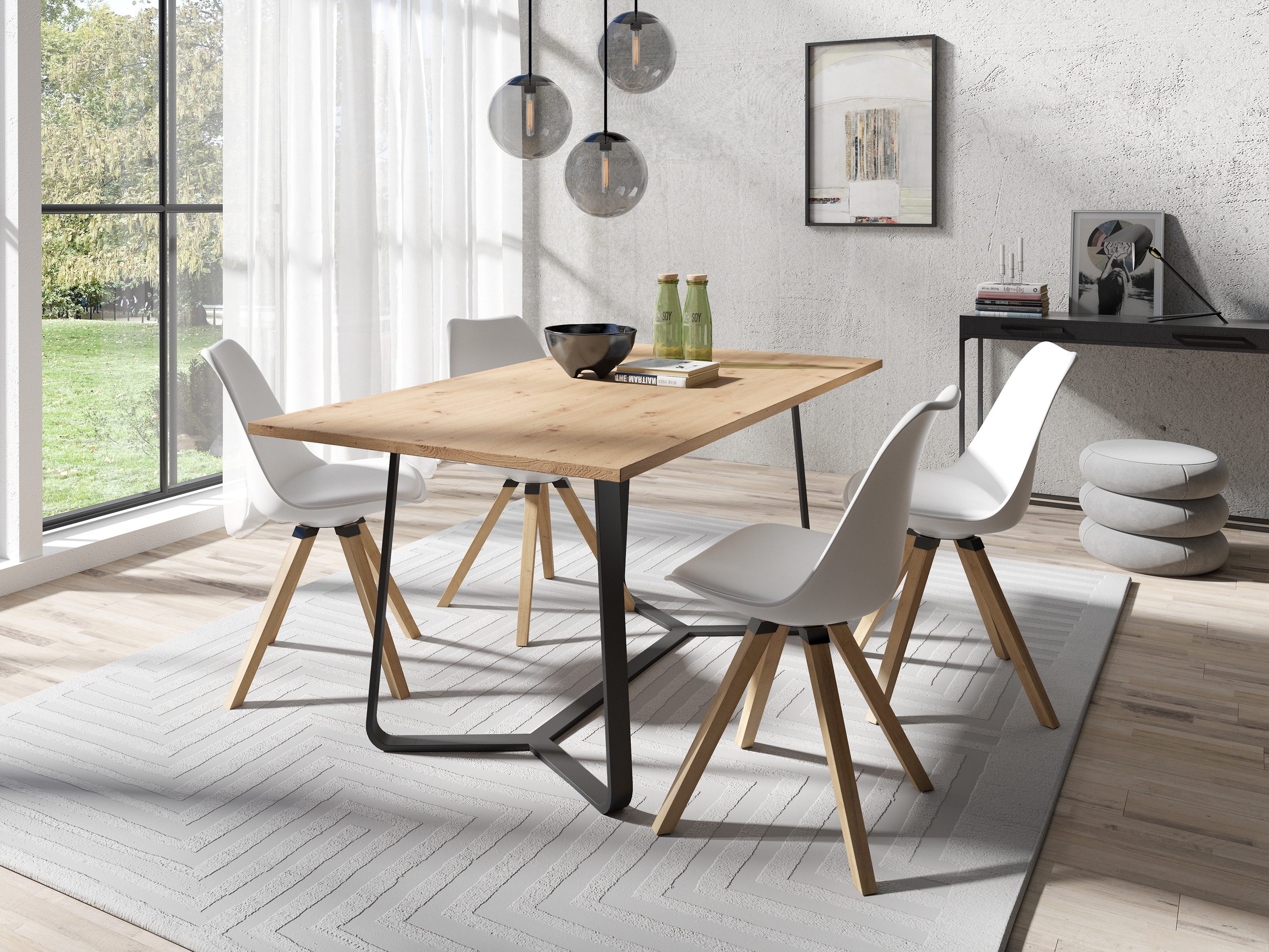 byLIVING Esstisch Talea (1-St), modernes Design, 140cm und 160cm, Artisan Eiche, Old Style Wood, Beton