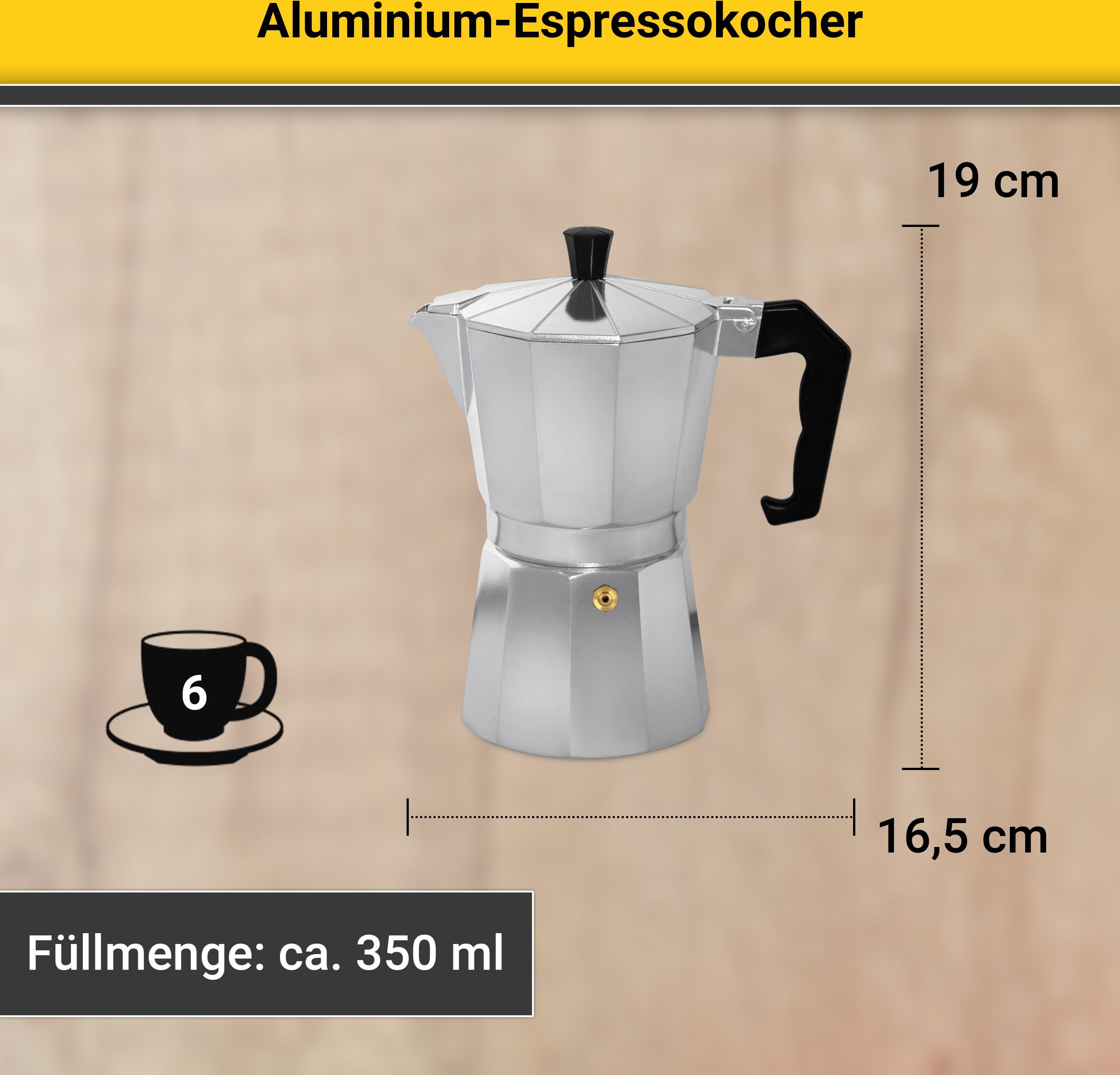 Tassen Krüger 6 Druckbrüh-Kaffeemaschine Aluminium, für 502,
