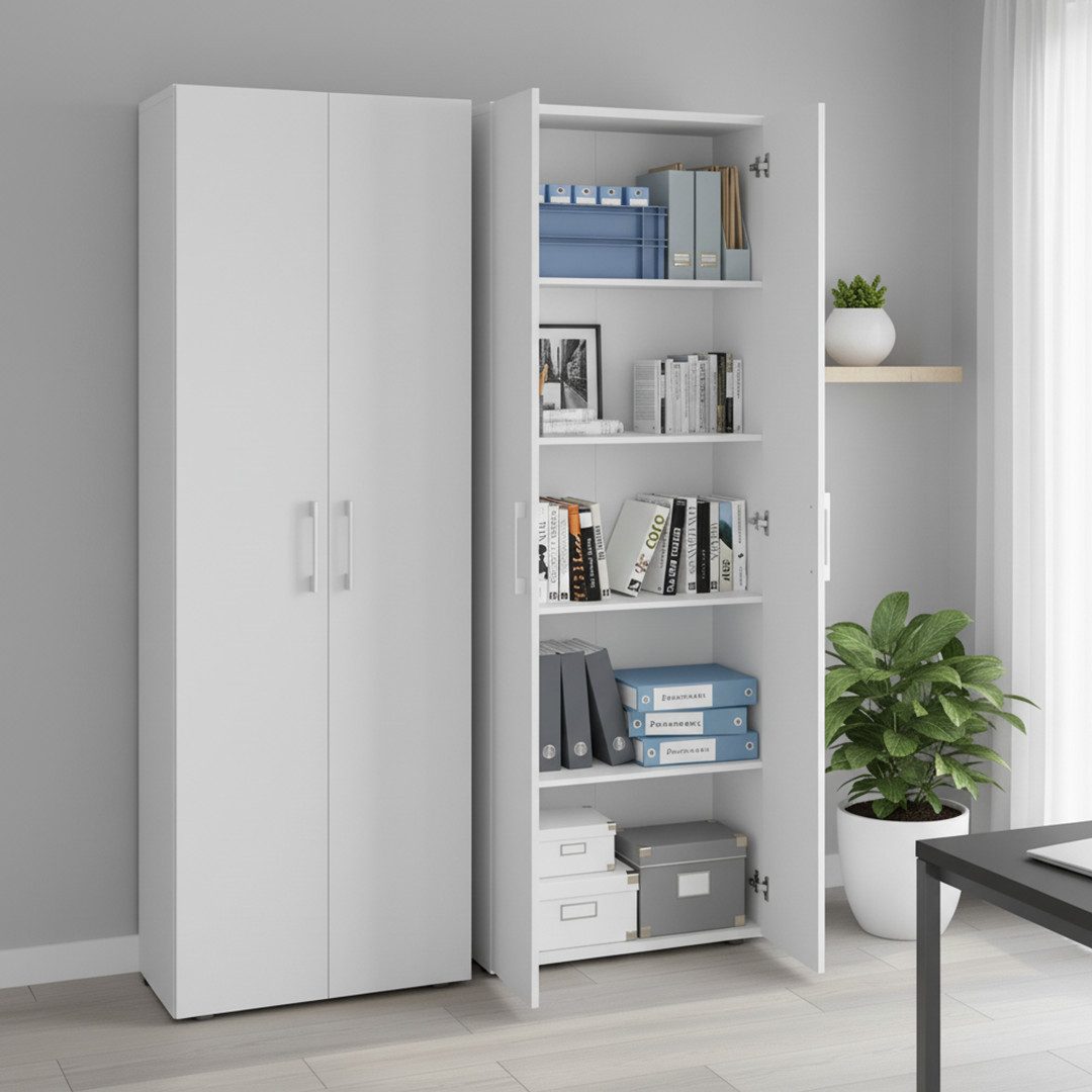 Bellamio Mehrzweckschrank Apol (Weiß) Aktenschrank mit 2 Türen & 5 Fächern, günstig online kaufen